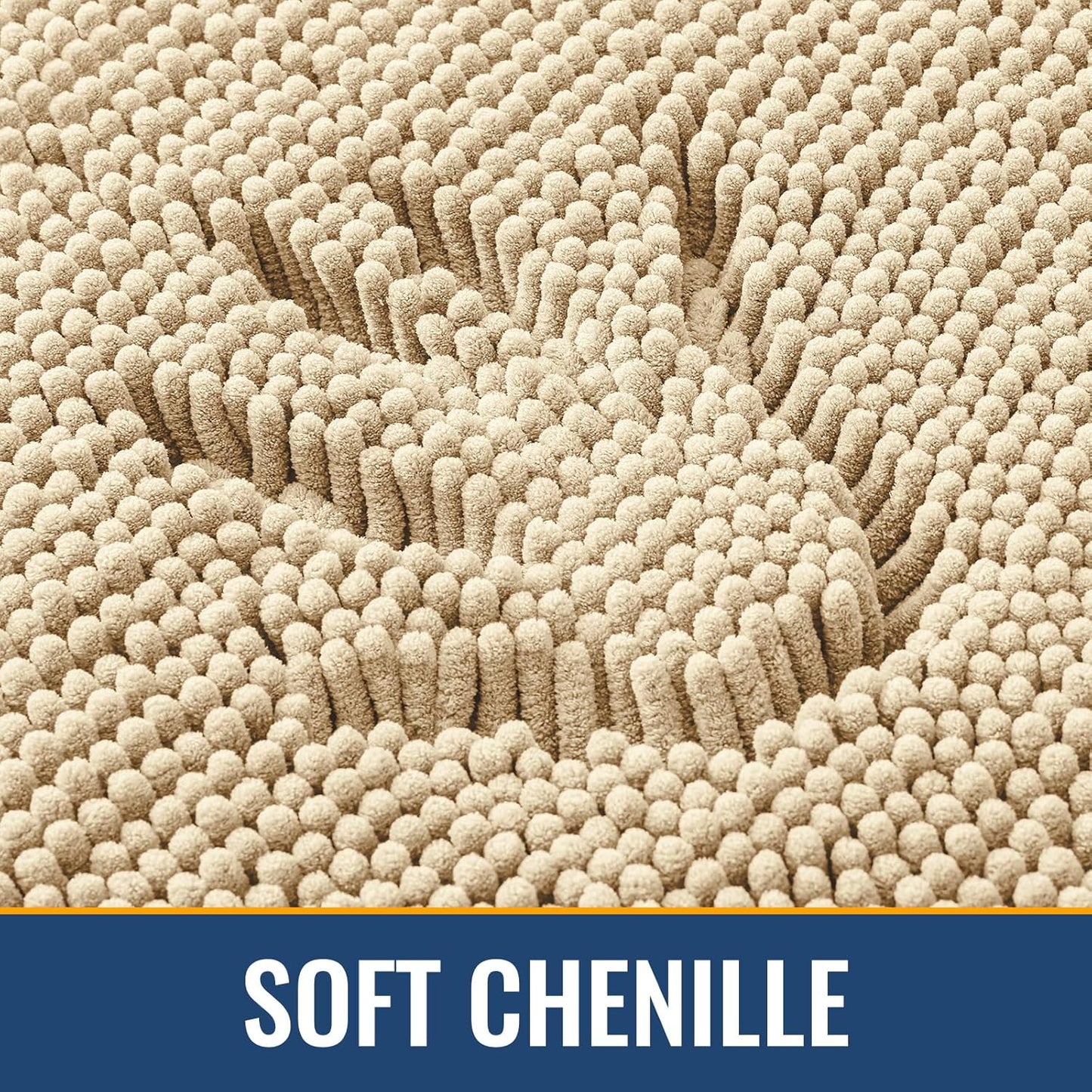 Arotive Bathroom Rugs 24x16, Extra Soft Absorbent Shaggy Chenille Bath Rugs, Machine Washable Rubber Backing Non-Slip Bath Mats for Bathroom Floor Tub and Shower, Home Decor Accessories, Beige