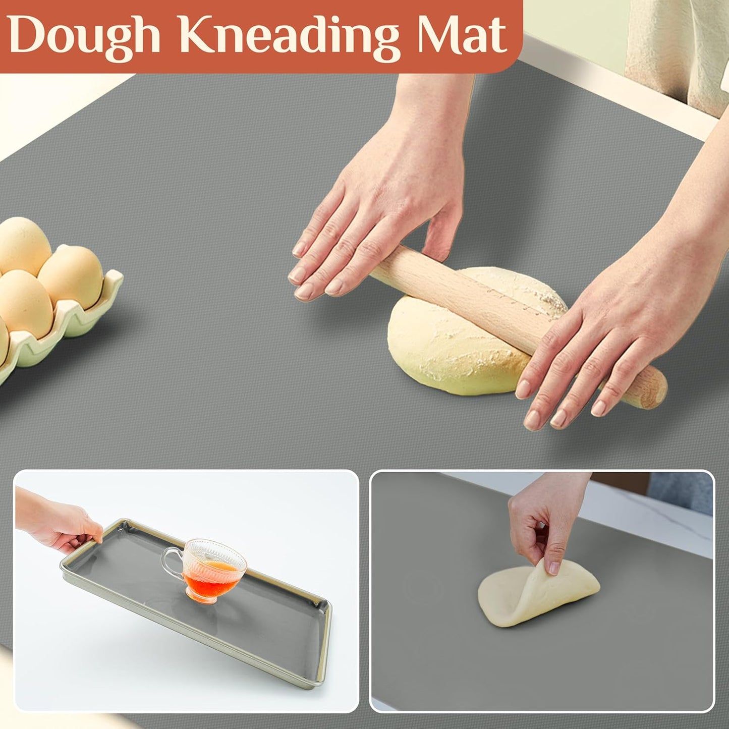 Silicone Baking Mat, 16 IN x 6 FT Free Cutting Baking Sheet, Non-Stick Reusable Dough & Pastry Mat, Non-Slip Silicone Mat Roll for Air Fryer Liner, Freeze Dryer, Oven Baking Pan, Kitchen Counter