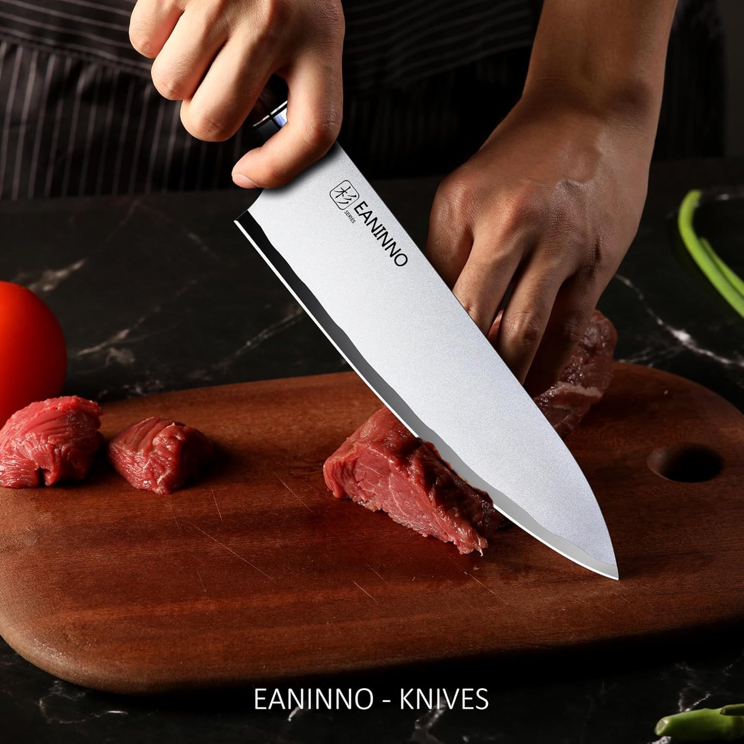 Chef Knife Japanese 8 inch Kitchen Knife, Professional High Carbon Steel 10Cr15Mov Forged Sharp Cutting Chefs Knifes for Meat Vegetable with Bubinga Handle