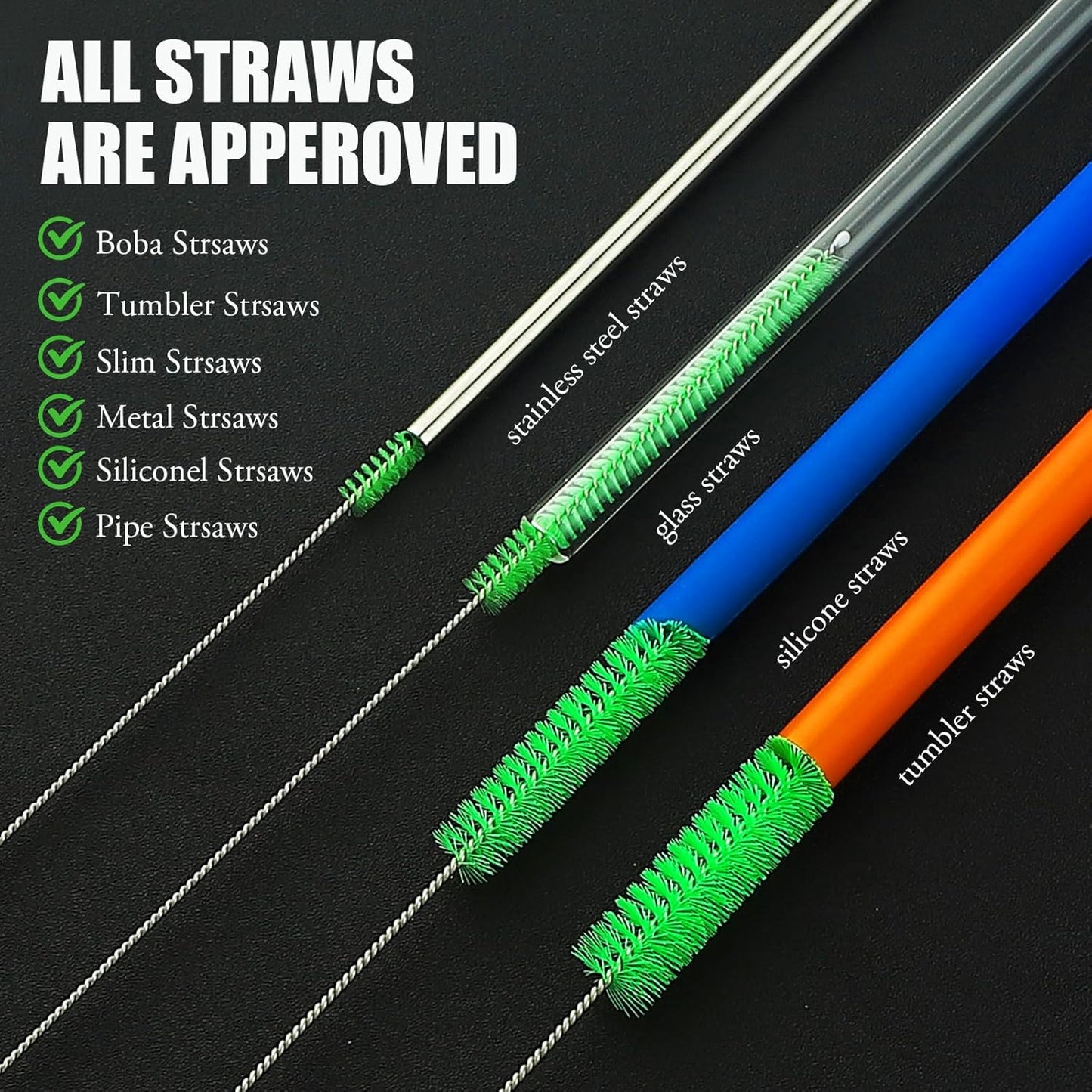 Long Straw Cleaning Brushes 10.5" Baby Bottle Cleaning Brushes,10 Different Diameter Bottle Brush,Detachable Clip Home Bottle Cleaning Brushes for Sippy Cup,Water Bottle,Teapot,Espresso Machines