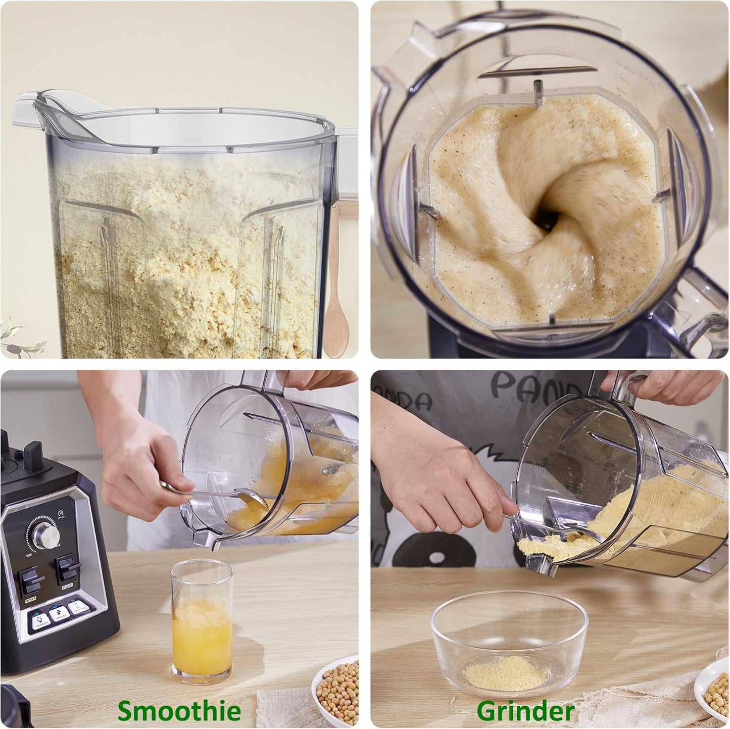 Biolomix Professional Blender, 2200W 3 Automatic Program Blender For Kitchen,2L capacity with 600ML Portable Bottle,Smoothie Blender for Smoothie, Soup,Baby food,Grain grinding（Black）