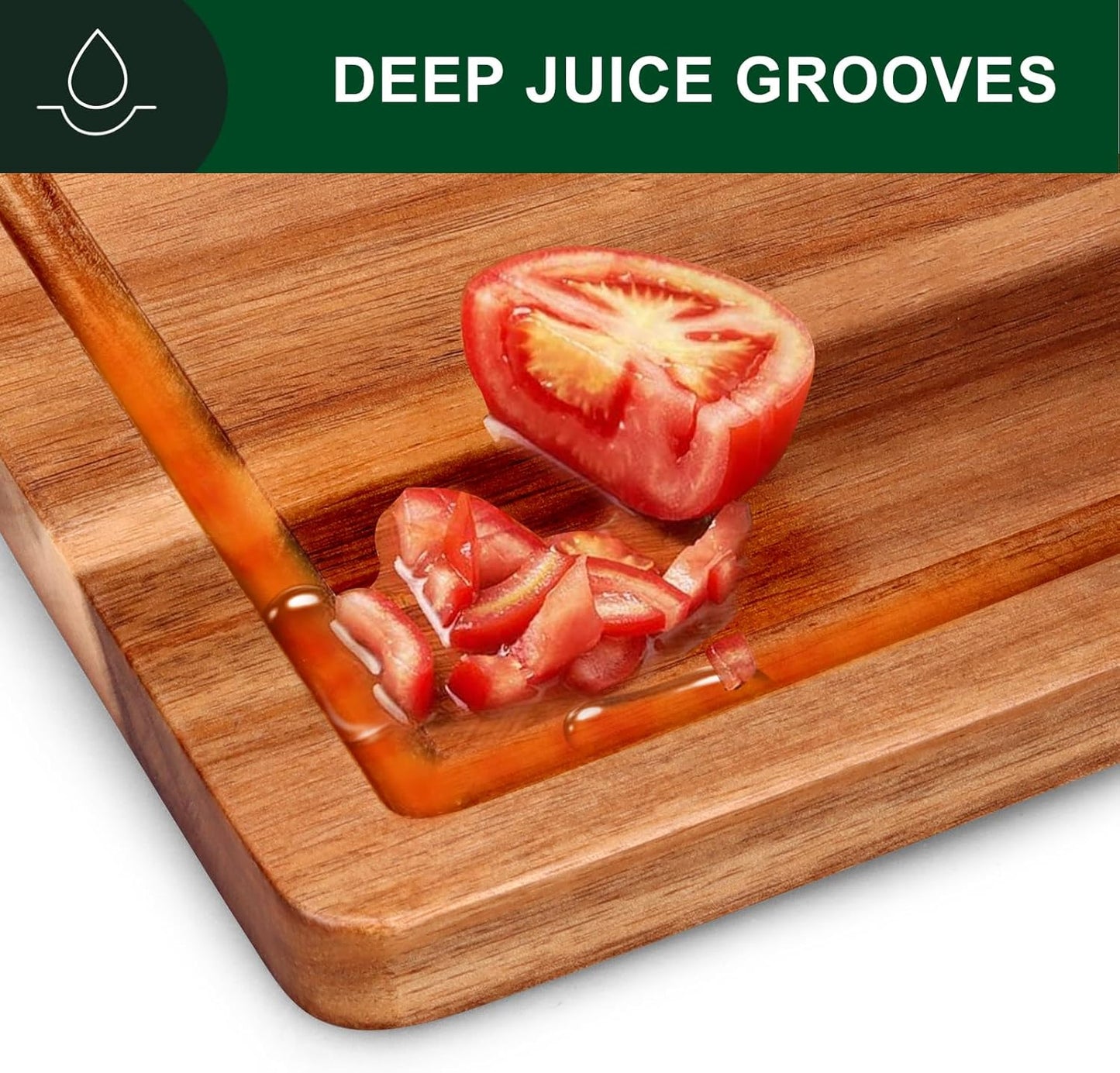 Extra Large Acacia Wood Cutting Board Set of 3 Wooden Chopping Board With Holder Fruit Cutting Boards Charcuterie Boards for Kitchen Bread Cheese Serving Board Meat Cutting Board Carving Board