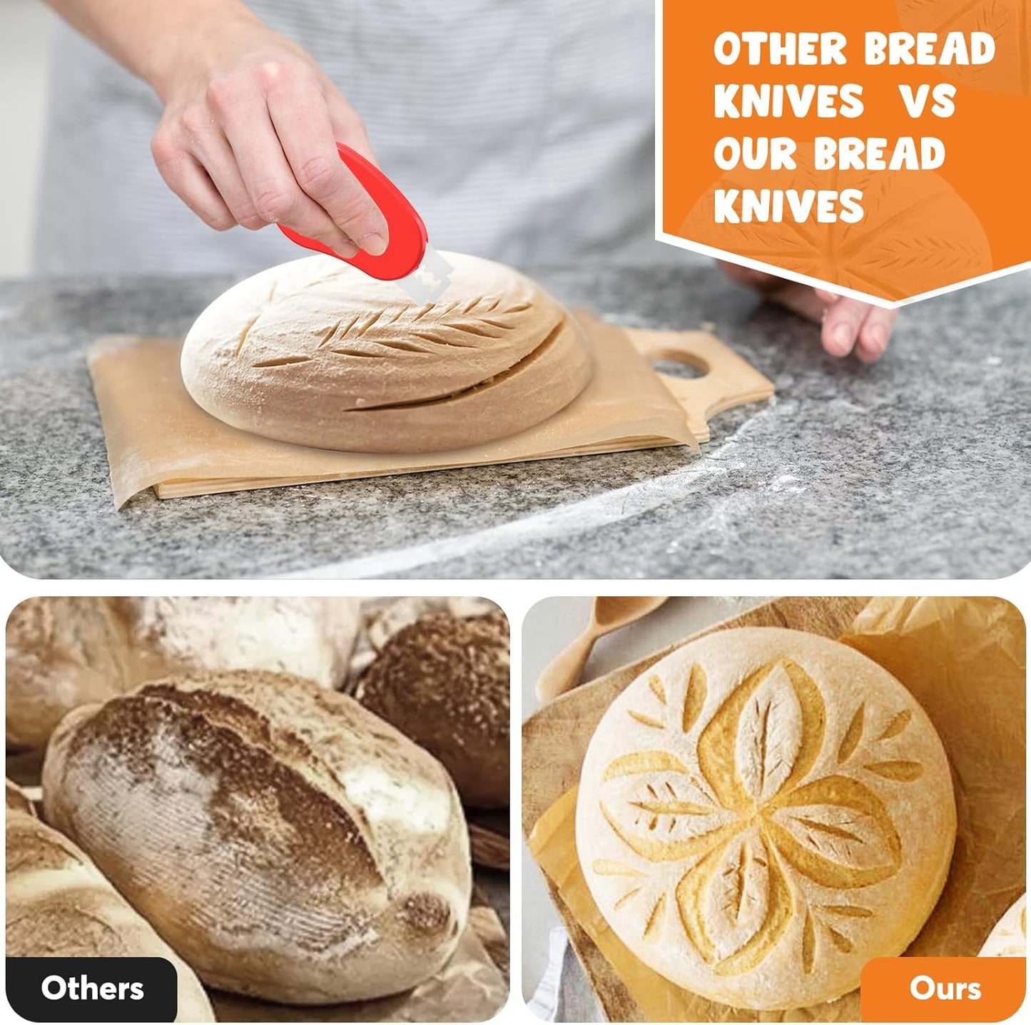 Extractable & Magnetic Bread Lame Dough Scoring Tool - Professional Sourdough Scoring Tool - Sourdough Bread Baking & Bread Scoring Tool - Scoring Patterns booklet & 5 Razor Blades (Red)