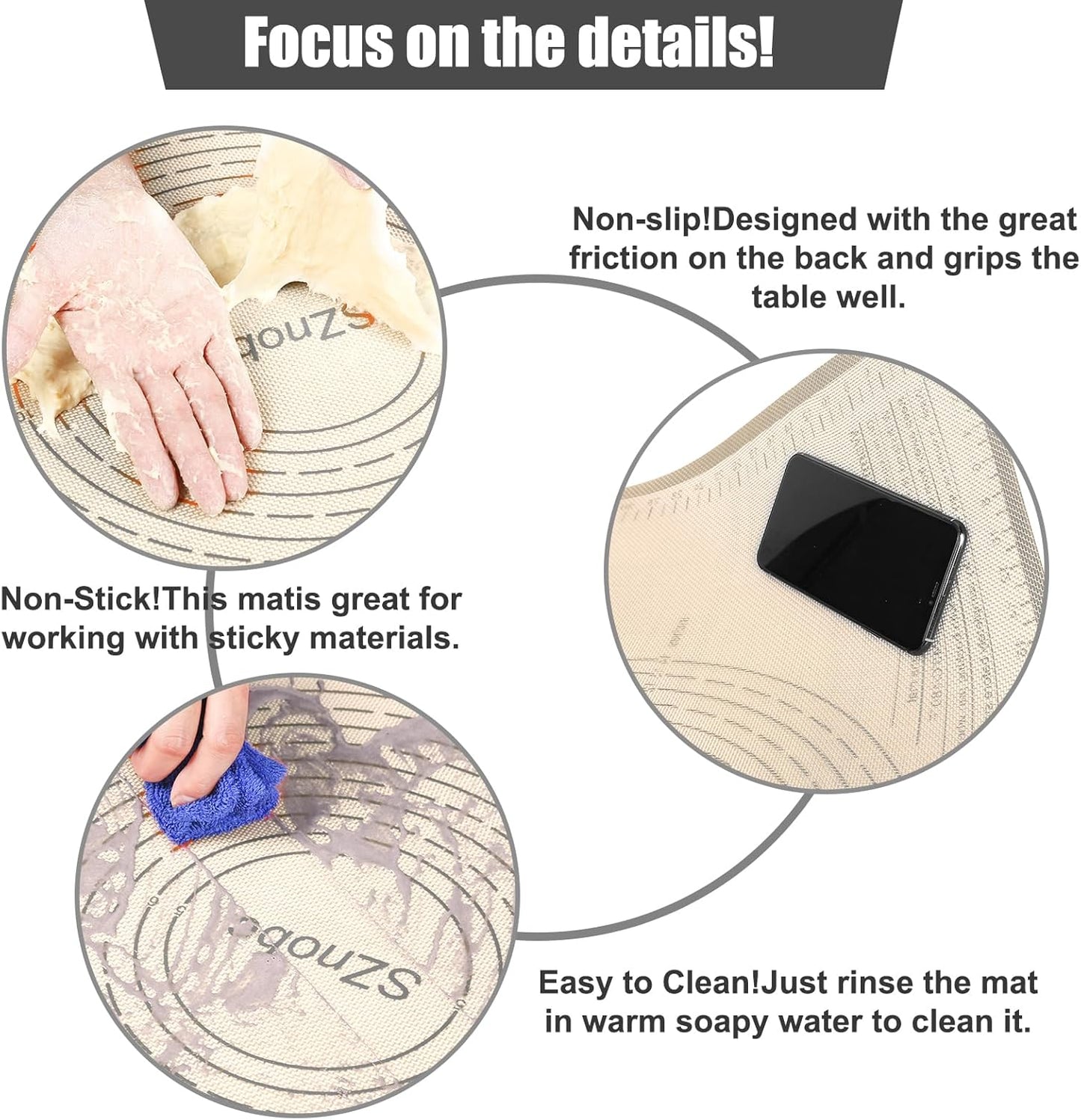 Silicone Pastry Mat 34'' By 26'' Extra Large Baking Mat with Measurements, Kitchen Counter Mats Perfect for Dough, Pastry, Pie Crust, Fondant, Cookies, Bread, Pasta, Pizza