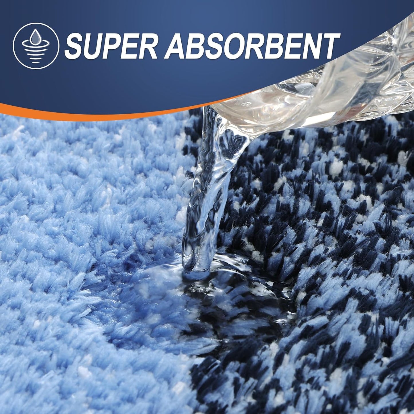 OLANLY Bathroom Rug Mat 59x24, Extra Soft and Absorbent Microfiber Bath Rugs, Non-Slip Plush Shaggy Bath Carpet Runner, Machine Wash Dry, Bath Mats for Bathroom Floor, Tub and Shower, Navy