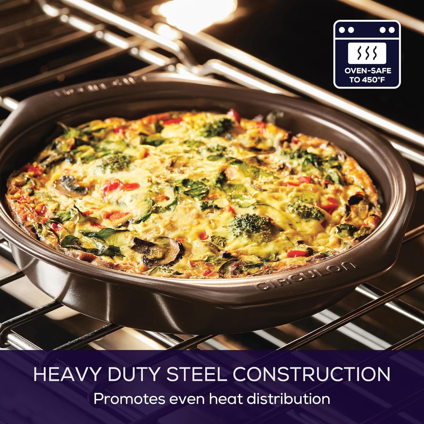 Circulon Nonstick Bakeware Set with Nonstick Bread Pan, Baking Pans, Baking Sheets, Cookie Sheets, Cake Pan and Muffin Pan / Cupcake Pan - 10 Piece, Chocolate Brown