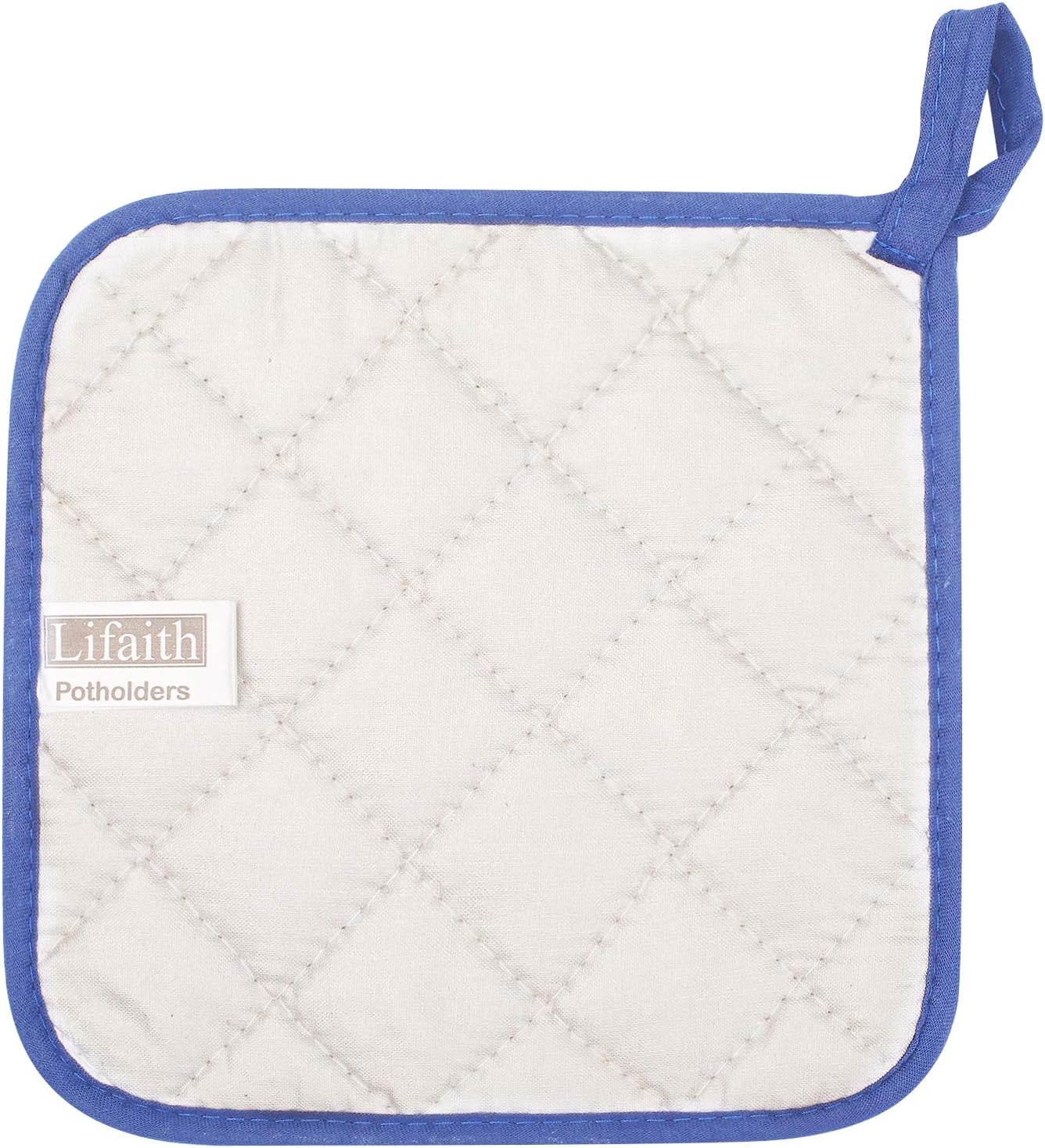 100% Cotton Kitchen Everyday Basic Terry Pot Holder Heat Resistant Coaster Potholder for Cooking and Baking Set of 5 Navy Blue