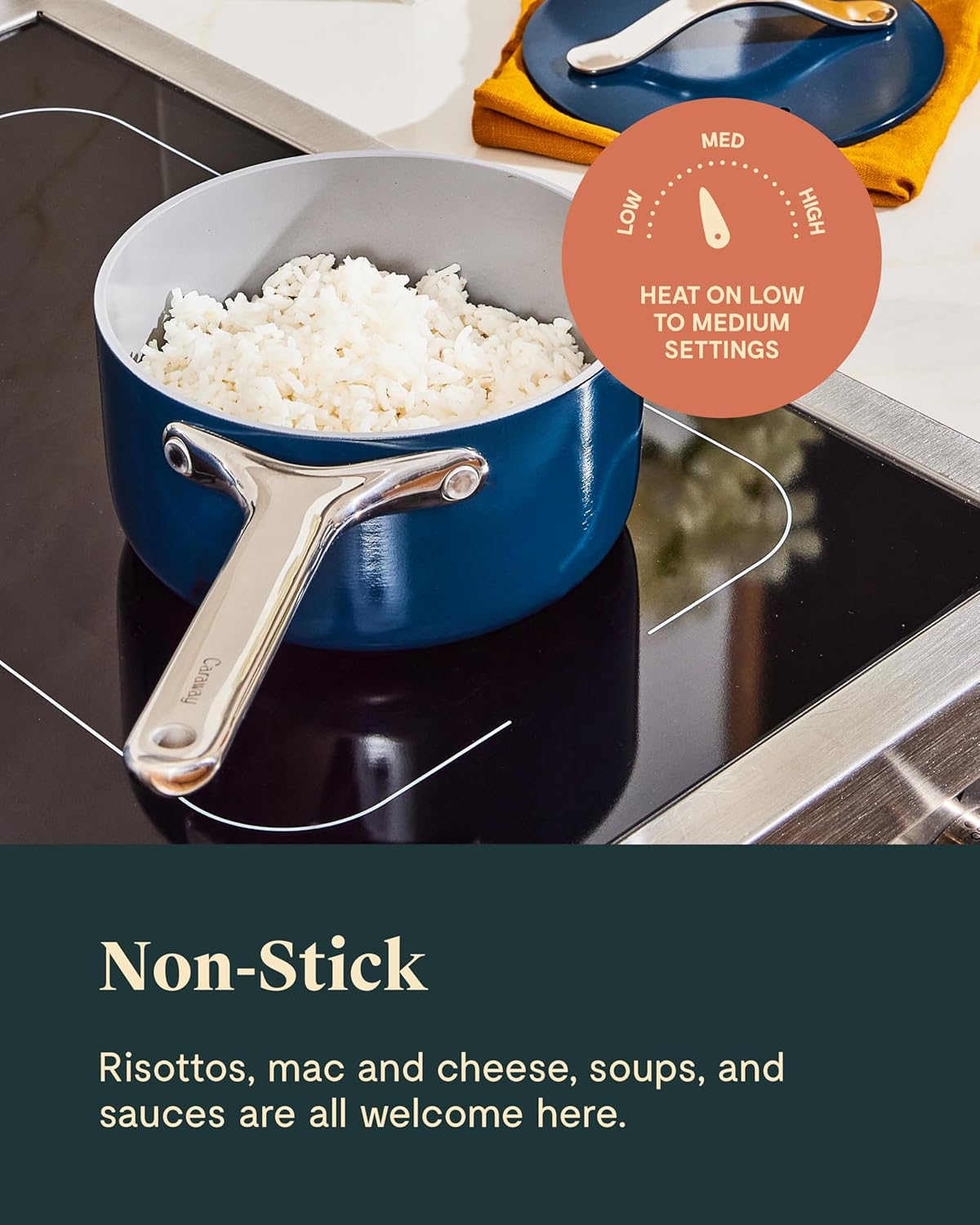 Caraway Nonstick Ceramic Sauce Pans with Lids (3 qt & 1.75 qt) - Non Toxic, PTFE & PFOA Free - Oven Safe & Compatible with All Stovetops (Gas, Electric & Induction) - White