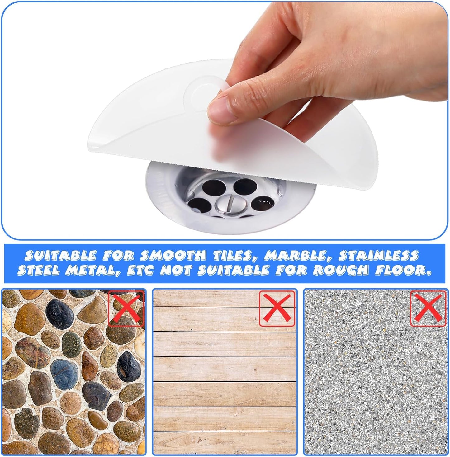 Yinkin 6 Pcs Drain Covers to Keep Bugs Out Silicone Shower Floor Tub Stoppers Bathtub Drain Stoppers Sewer Anti-Odor Mats Deodorizing Plugs for Bathroom(6 x 6 Inch,Round,White)