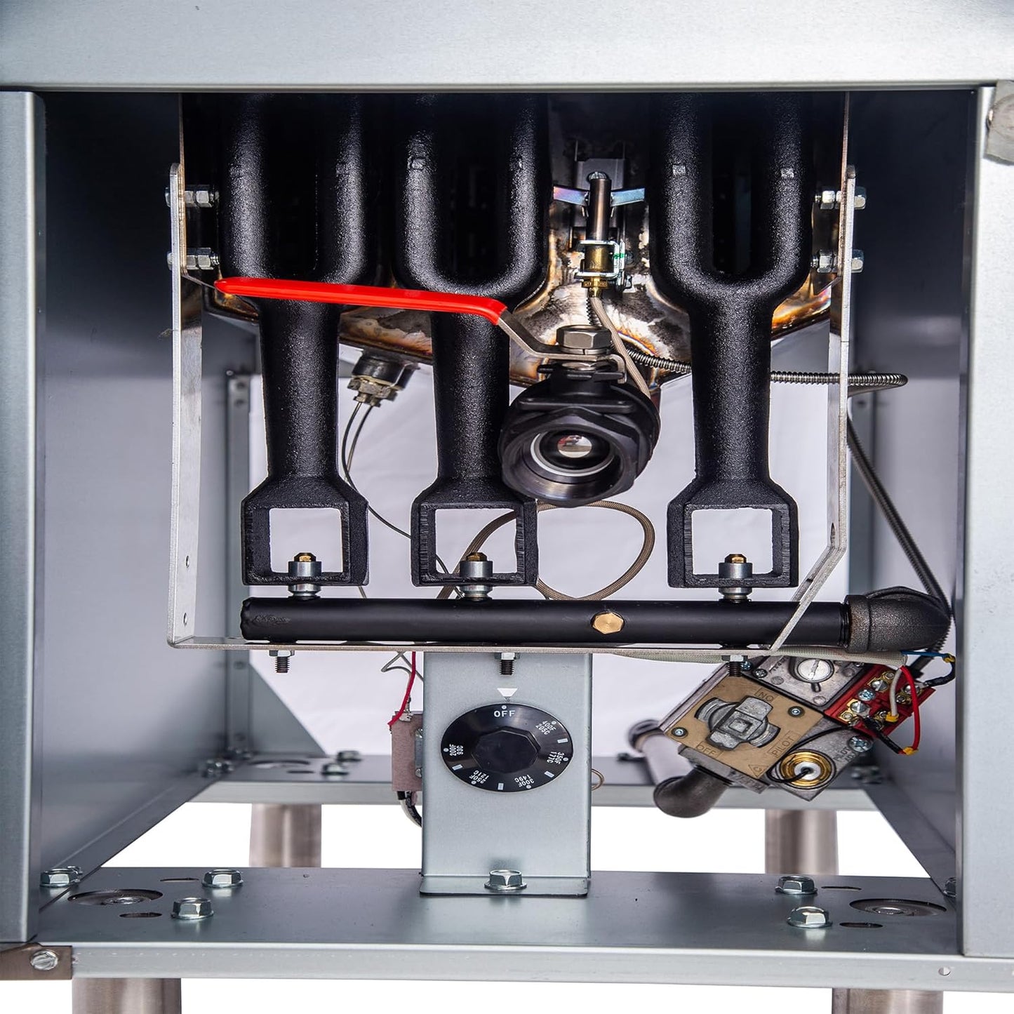 CLIVIA Gas Deep Fryer, Commercial Floor Natural Gas Fryer with 2 Baskets, 40 lb. Capacity with 3 Burners, Total 90,000 BTU Gas Powered Fryer for Restaurants