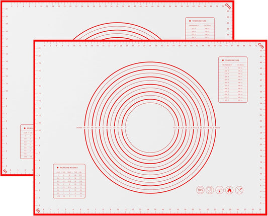 BlueBark 2 PCS - 24"L x 20"W Non-stick Silicone Baking Mat for Pastry & Dough, Sourdough Bread Making Tools, Kitchen Counter, Cooking Enthusiasts