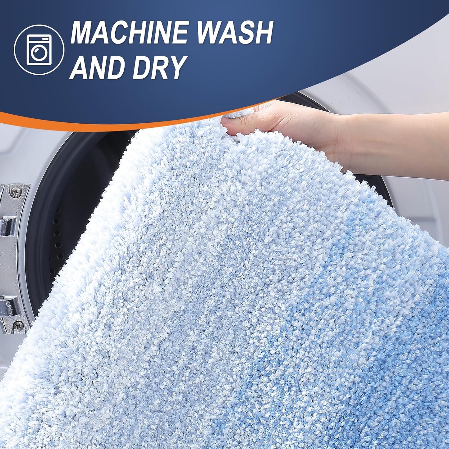 OLANLY Bathroom Rugs Mat 24x16, Extra Soft Absorbent Microfiber Bath Rugs, Rubber Backing, Quick Dry, Machine Washable Bath Mats for Bathroom Floor, Tub and Shower, Home Decor Accessories, Light Blue