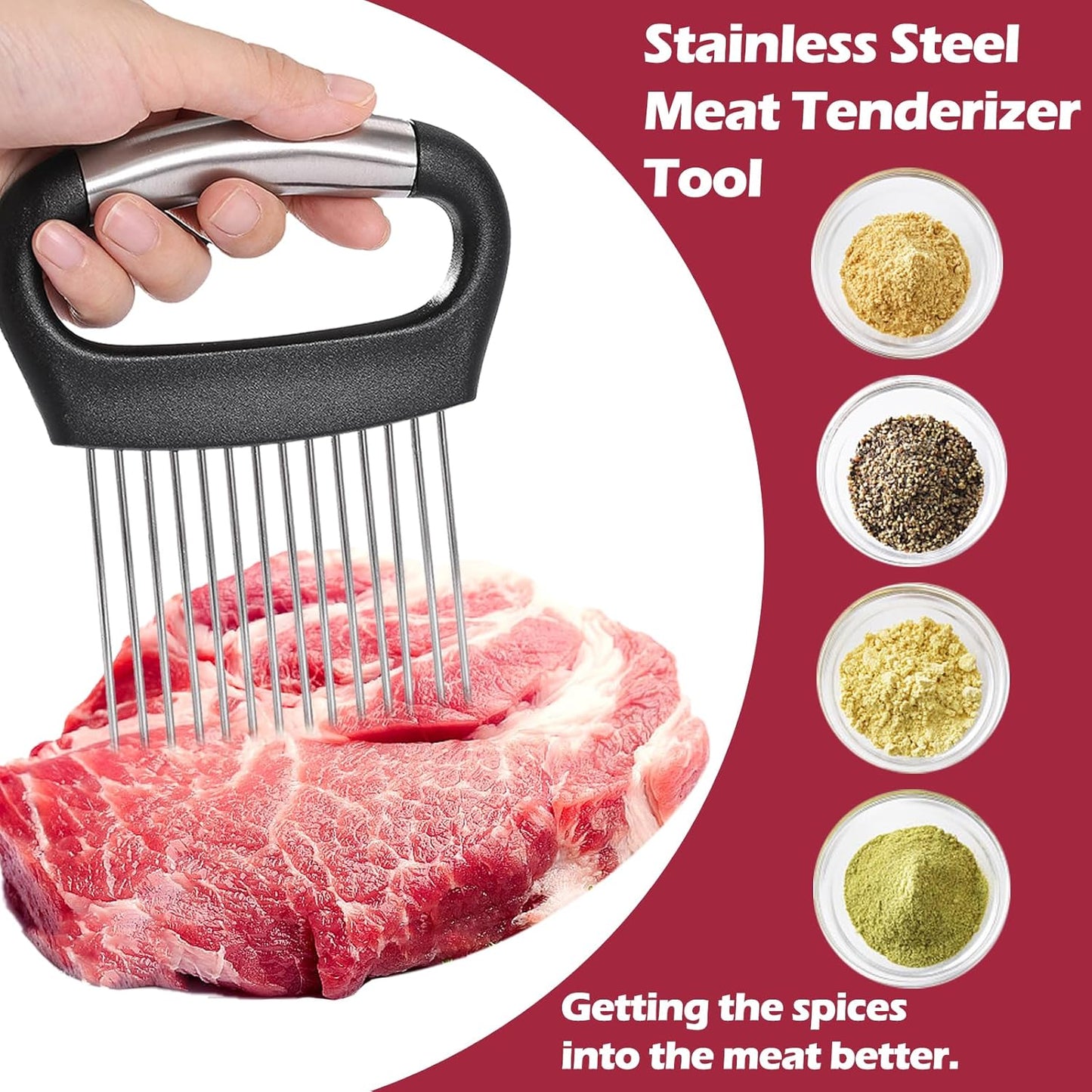 JAYVAR Large Onion Holder for Slicing, 3Pieces Large Tomato Slicer, Stainless Steel Onion Chopper Vegetable Cutter for Potato Lemon, Meat Tenderizer Tool, Kitchen Food Slicer Guide for Neat Slicing