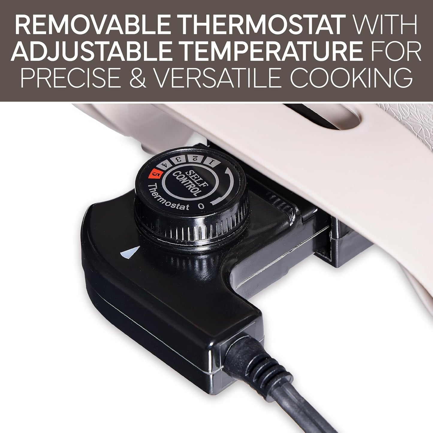 COOK WITH COLOR Electric Skillet - 12" x 12" Ceramic Nonstick Pan, PFAS-Free, 1400W, Tempered Glass Lid, Variable Temperature, Removable Heating Probe, Cool-Touch Handles, Sand