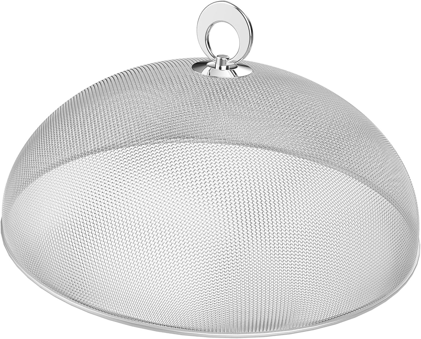Hemoton Stainless Steel Mesh Dome Food Cover Protector, Round Mesh Screen Food Tent for Kitchen, Outdoor, Picnic, Reusable, Large, Black, 15.7-Inch (Silver L)