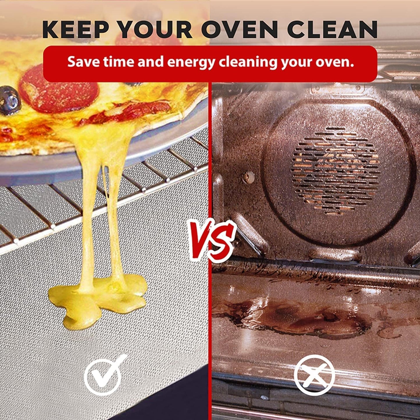 Oven Liners for Bottom of Oven Silver (2-pack) Bundled with Rack Shields (2-pack) - Large Mat for Bottom of Stove (17"x 25") and 14" Silicone Rack Protectors - Reusable & Heat Resistant