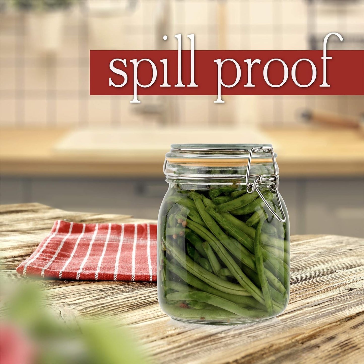 Galashield 32 oz Glass Jars with Lids Food Storage Jars with Airtight Lids Leak Proof Glass Canisters Kitchen Jars [Set of 2]