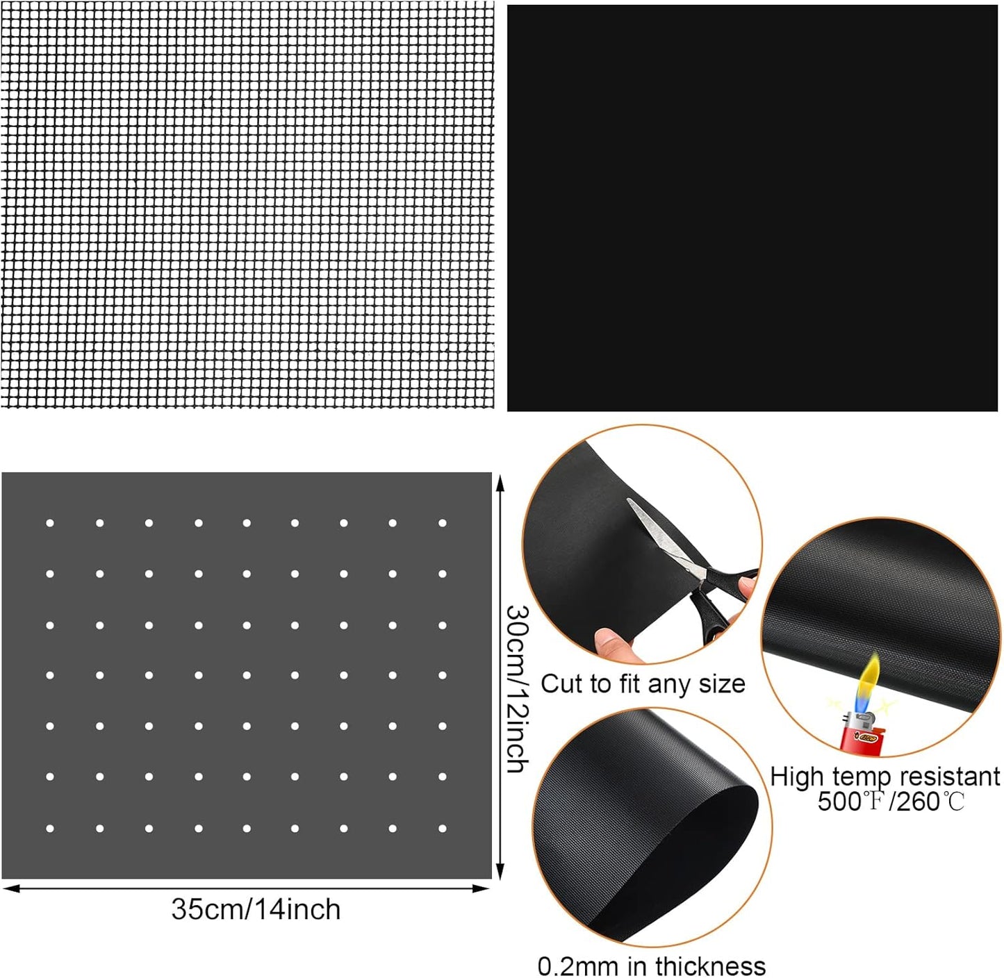 6 Pack Reusable Liners for Toaster Oven Non Stick Fryer Mat Air Fryer Oven Liners Easy Clean Toaster Mat Compatible with Cuisinart, Ninja, Kalorik Microwave(12 x 14 Inch)