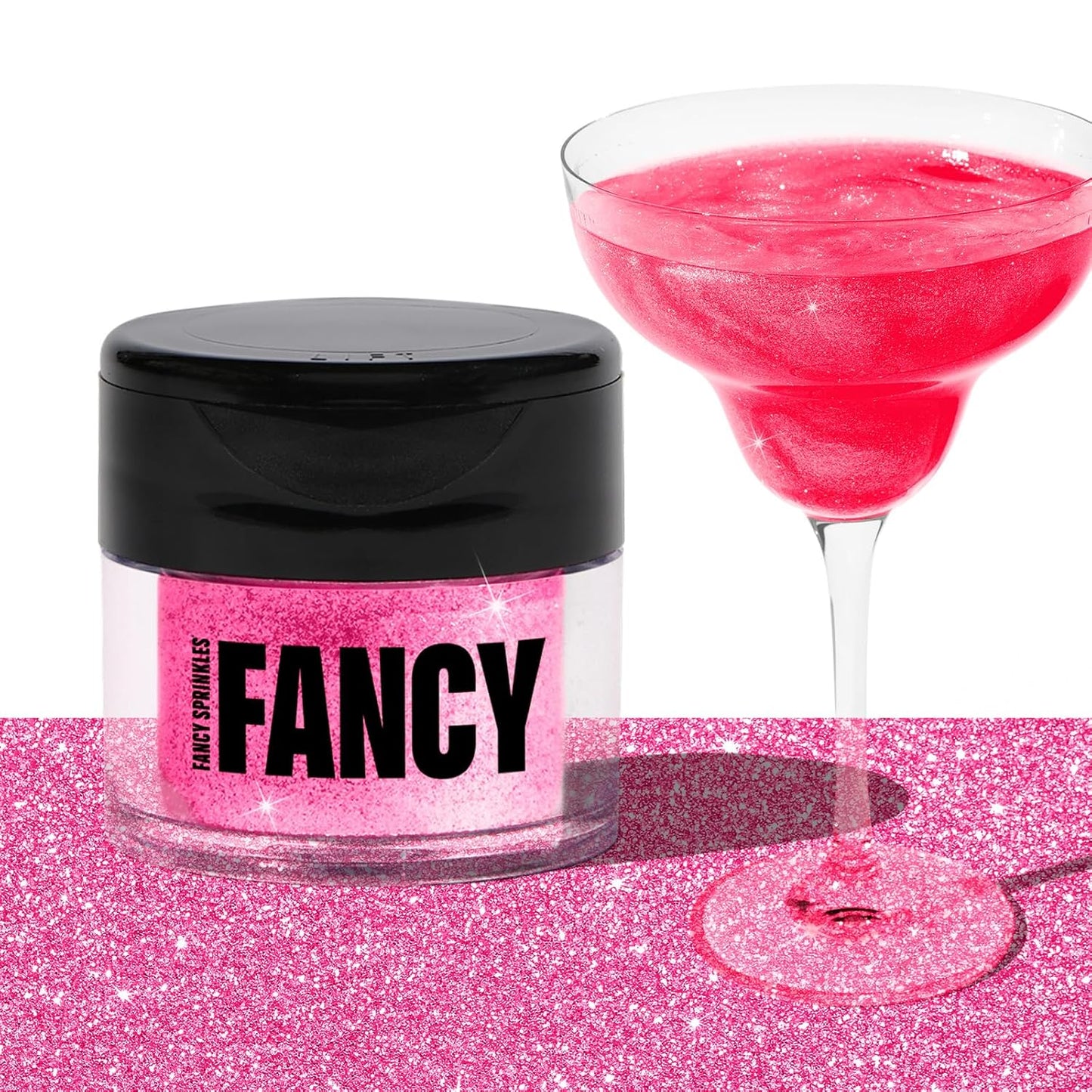 Fancy Sprinkles Tourmaline Pink Premium Edible Glitter, 100% Edible Glitter for Sparkling Food & Drinks No Taste or Texture (4gm)