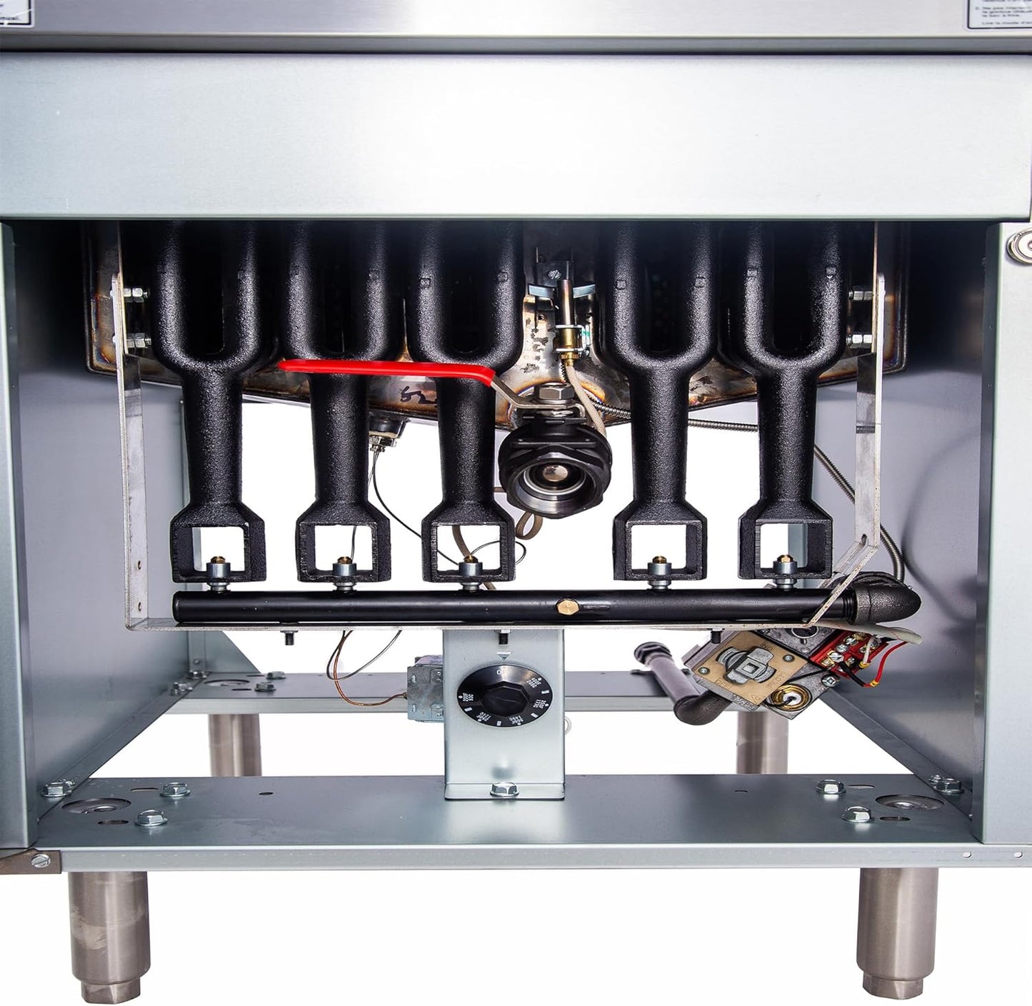 CLIVIA Natural Gas Floor Deep Fryer, Commercial Fryer with 2 Baskets, 75 lb. Oil Capacity with 5 Burners, Total 150,000 BTU Gas Fryer for Restaurants