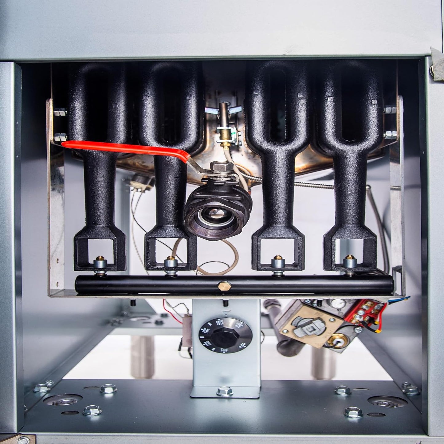 CLIVIA Gas Deep Fryer, Commercial Floor Natural Gas Fryer with 2 Basket, 55 lb. Capacity with 4 Burners, 120,000 BTU Free Standing Floor Fryer for Restaurants