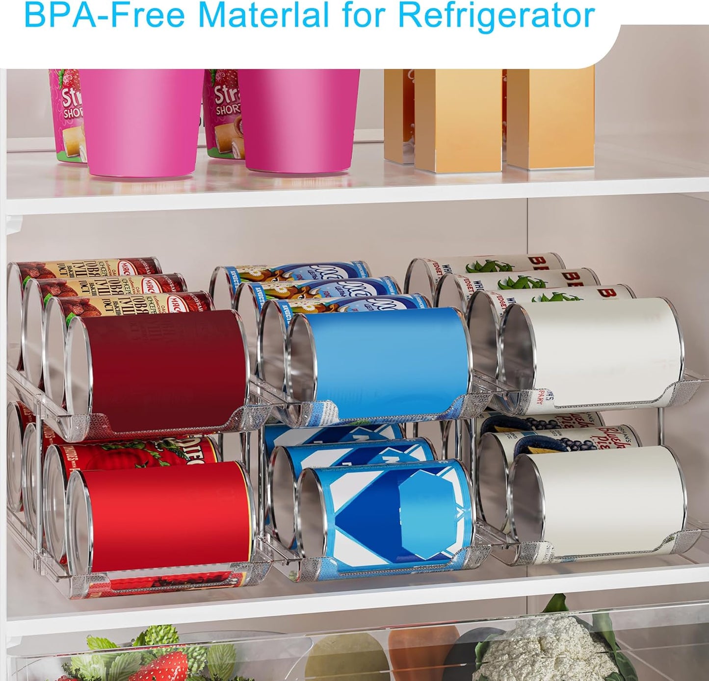 Can Organizer For Pantry, Adjustable Height And Width Canned Goods Organizer, Soup Can Organizer Holds Up to 60 Cans for Kitchen Cabinet or Refrigerator(CLear 5 Tier)