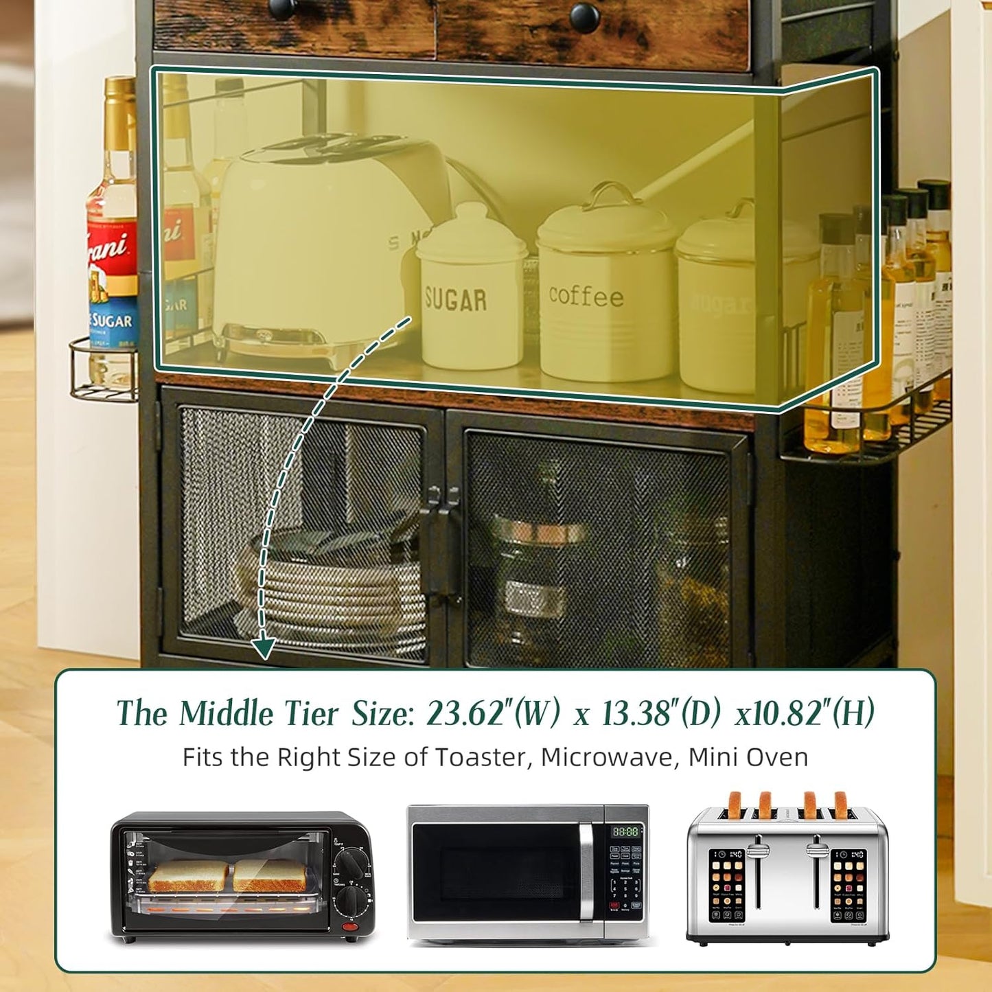 Coffee Bar Cart with Wheels, Coffee Bar Table, Kitchen Coffee Bar Cabinet with Storage, Rustic Coffee Bar, Rolling Coffee Cart, Coffee Nook, Corner Coffee Bar Station with Drawer, Bakers Rack