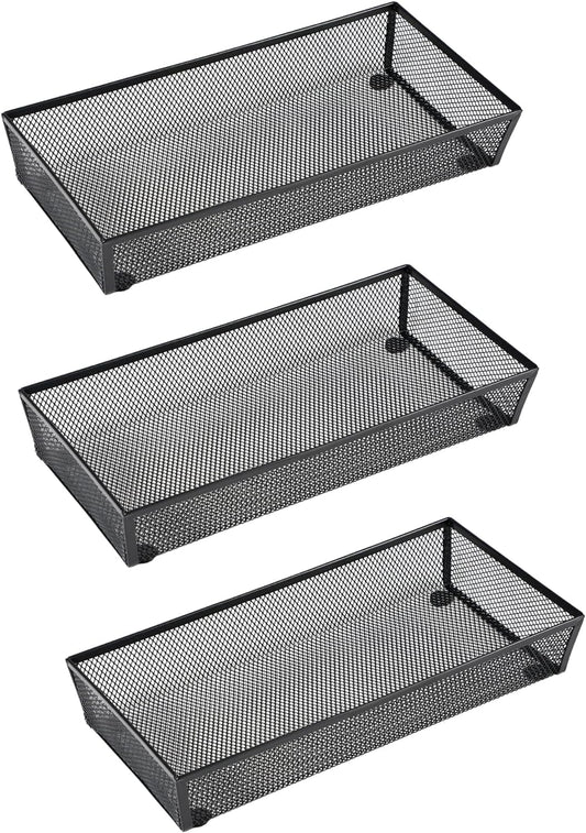 BYCY 3 Pack Mesh Flatware Drawer Organizer for Kitchen/Office/Home Tools,Spoon Knife Fork Organizers Box Utensil Tabletop Storage Tray (12 x 6 x 2 Inch)