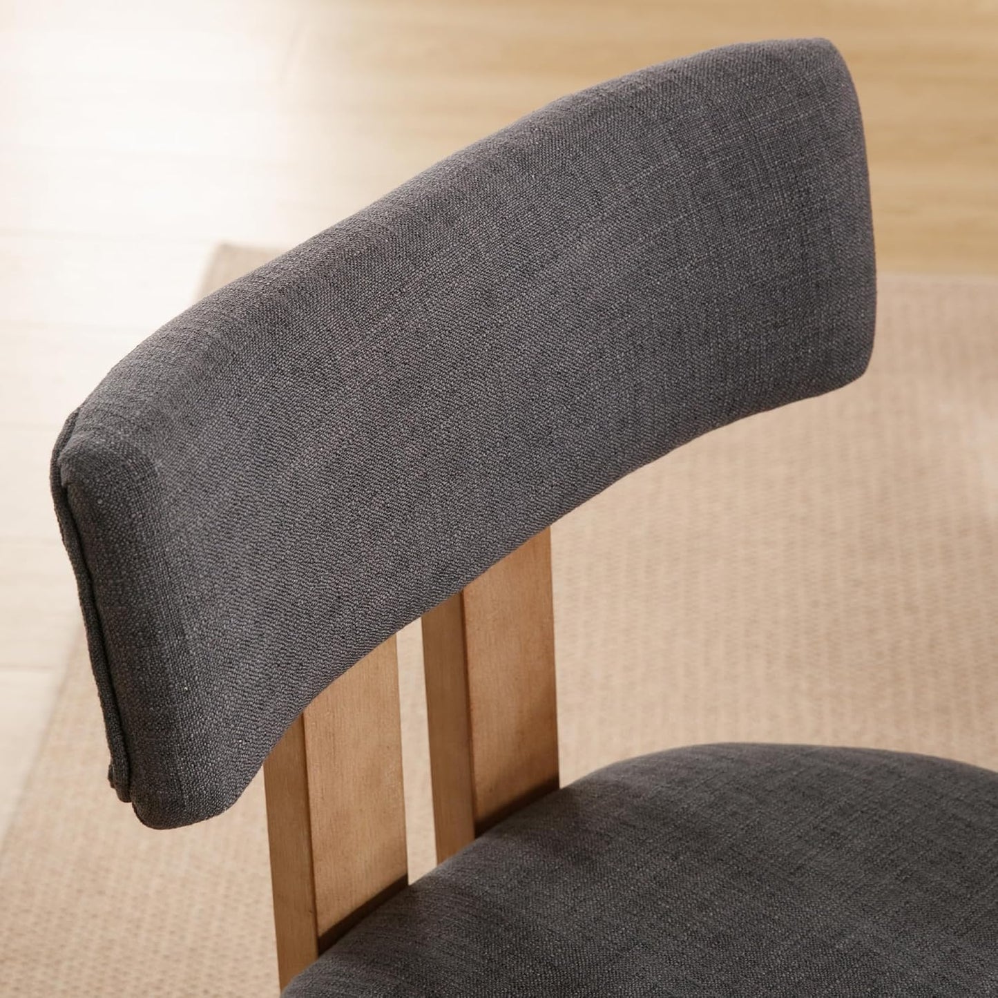 chairus Dining Chairs Set of 4 Linen Fabric Diner Chairs Farmhouse Wood Chairs for Kitchen and Dining Room, Black