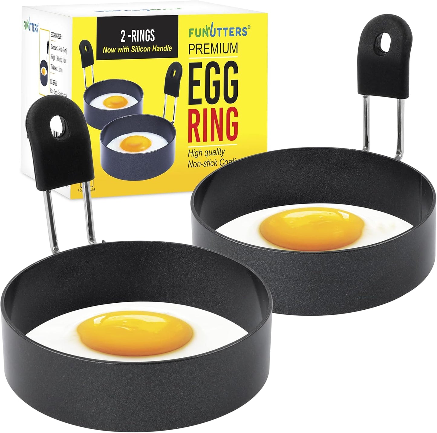 Egg Rings, 3.5'', Nonstick, Professional and Large, Stainless Steel Omelet/Egg Rings For Frying Eggs and Egg Mcmuffins, Egg Mold For Breakfast, Mini Pancakes, and Fried Eggs