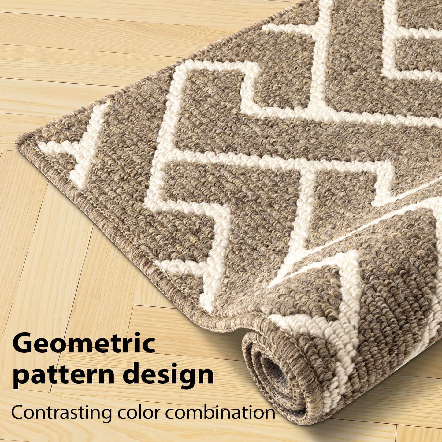 hicorfe Kitchen Rugs and Mats Sets,Non-Slip 2 Pieces Absorbent 100% Polypropylene Rug,Comfort Kitchen Runner Mat,Washable for Kitchen,Sink,Laundry(20" x 31.5" Plus 20" x 59",Beige)