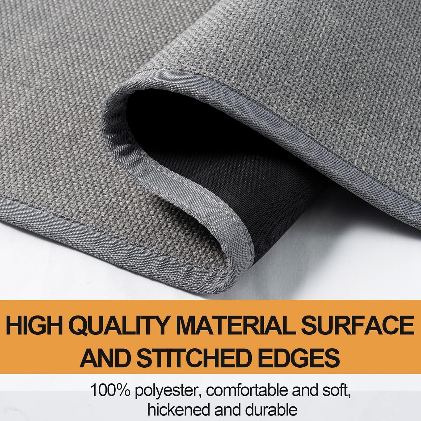 Kitchen Mat Set of 2 PCS, Cushioned Non Slip Rugs for Kitchen Floor, Absorbent Runner Comfort Standing Mats Washable for Kitchen, Office, Home (Grey, 17.3"x47"+17.3"x30")