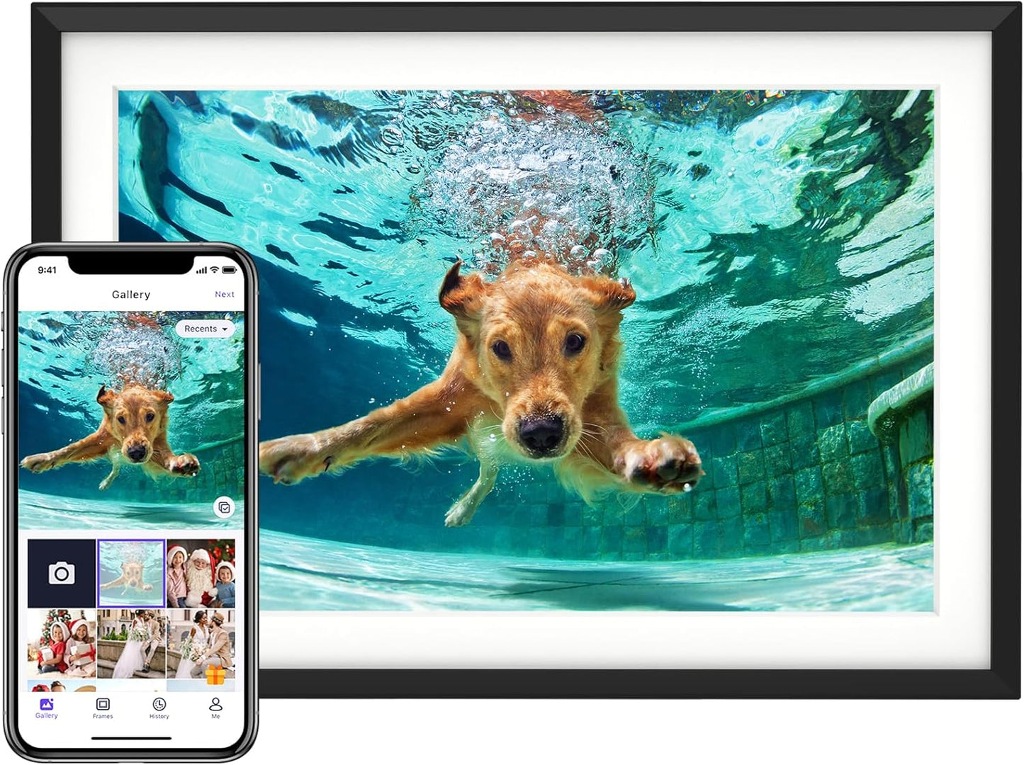 10.1'' Digital Picture Frame with 32GB Storage, Digital Photo Frame with 1280x800 IPS Touch Screen, Share Photos/Videos and Send Best Wishes via Free App