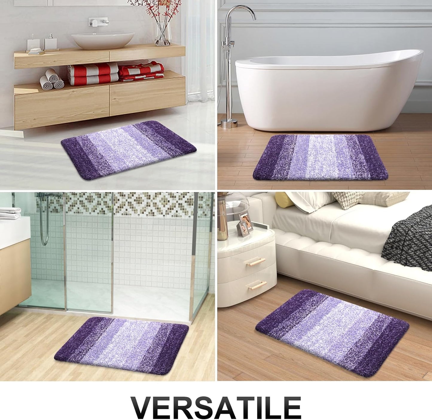 OLANLY Bathroom Runner Rugs 47x17, Extra Soft Absorbent Microfiber Bath Rugs, Rubber Backing, Quick Dry, Machine Washable Bath Mats for Bathroom Floor, Tub and Shower, Home Decor Accessories, Violet