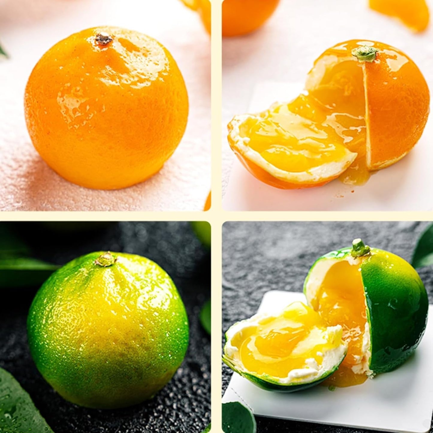 OCPO KITCHEN Orange Silicone Mold for Baking Mousse Cake, Candy, Chocolate, French Fruit Dessert, Pastry, Cupcake, Ice Cream, Pudding, Cake Decoration Mold, 3D Orange Shape (12-Cavity)