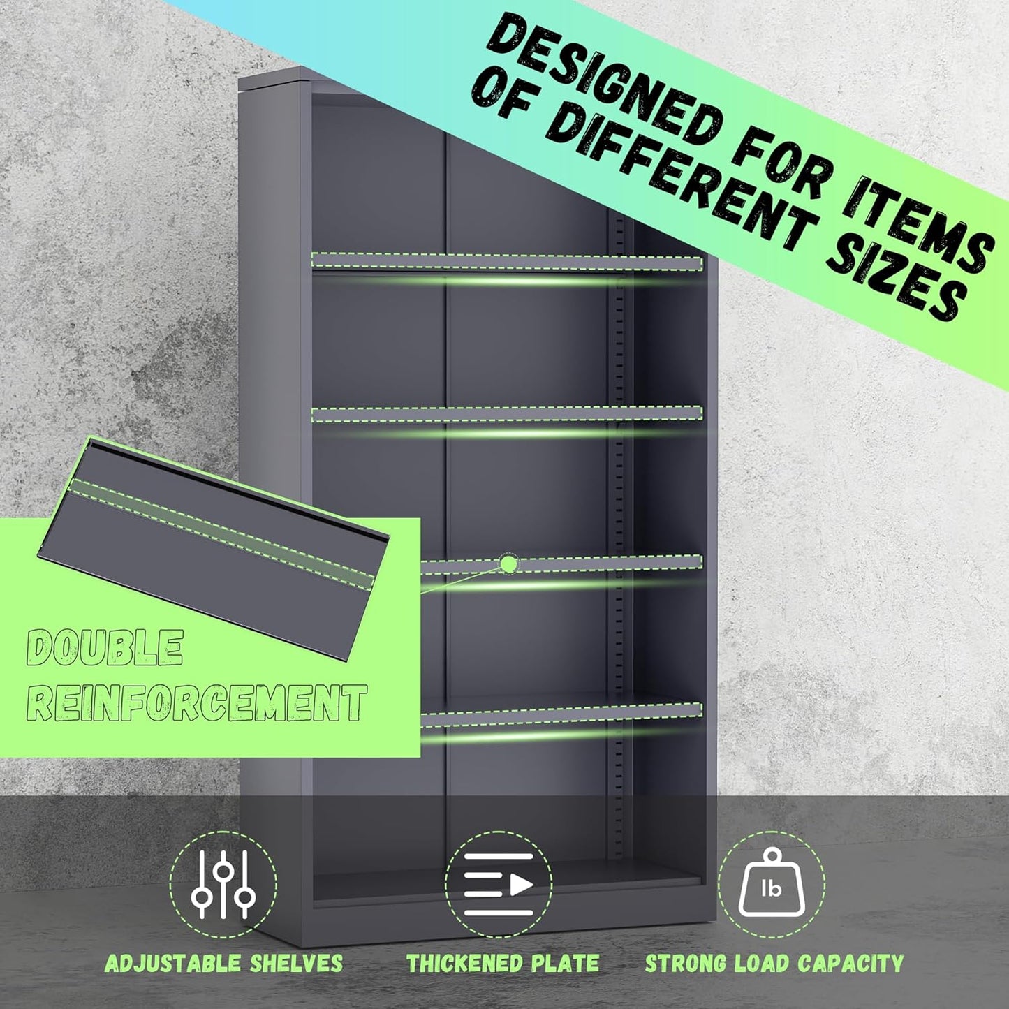 INTERGREAT Storage Cabinet, 72” Steel Locking Closet with Doors and 4 Adjustable Shelves, Tool Unit for Home Office, Garage & Tall Lockable File Cabinet, Grey White.