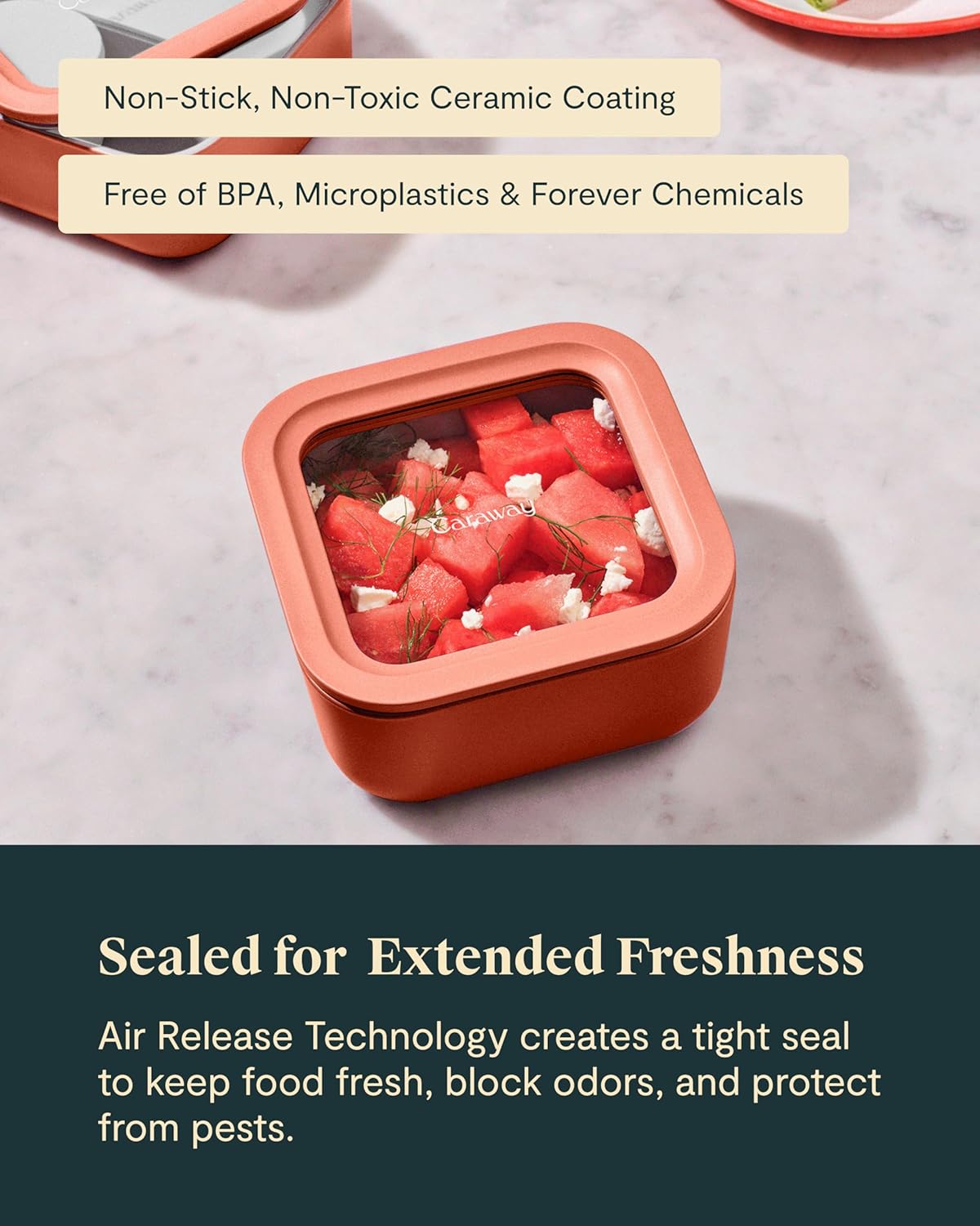 Caraway Glass Food Storage - 4.4 Cup Glass Container - Ceramic Coated Food Container - Non Toxic, Non Stick Lunch Box Container with Lids - Dishwasher, Oven, & Microwave Safe - Gray