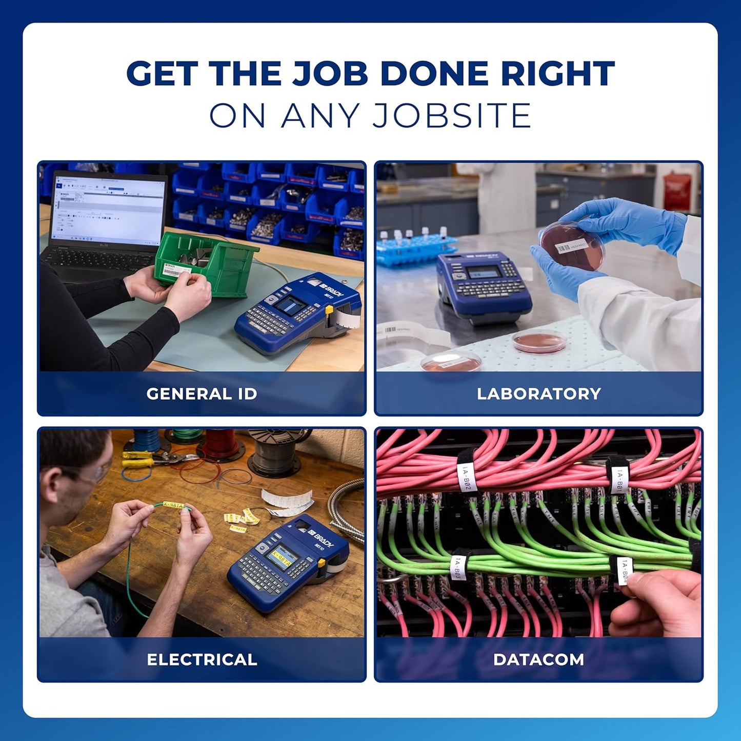 Brady M510 Portable Industrial Label Printer Kit with Product and Wire ID Software, Carrying Case, Label Cartridge, Rechargeable Battery and Charger, 3.75" H x 5.75" W x 10" D