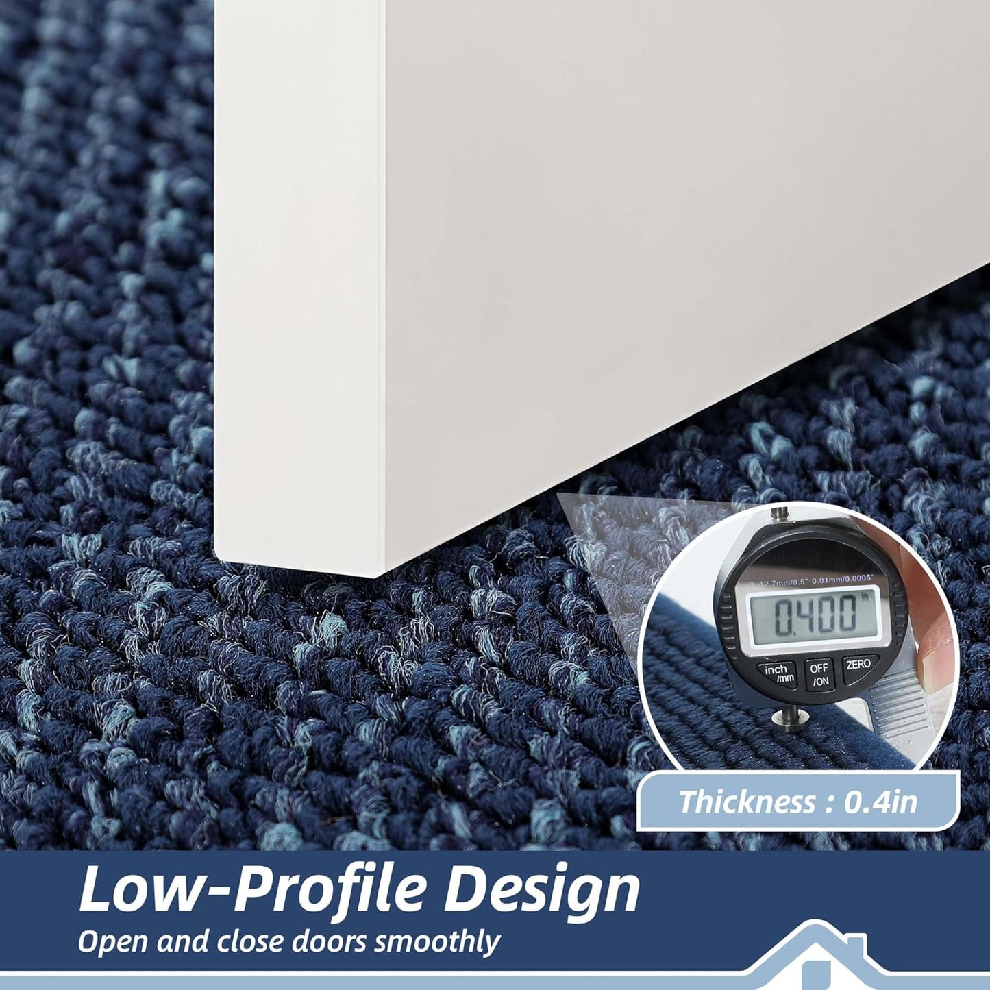 BEQHAUSE Indoor Door Mat 24" x 36", Dirt Trapper Door Mats Non-Slip Entryway Rugs Washable, Resist Dirt Absorbent Welcome Mat, Low Profile Floor Mats for Front Back Door and Entryway, Blue