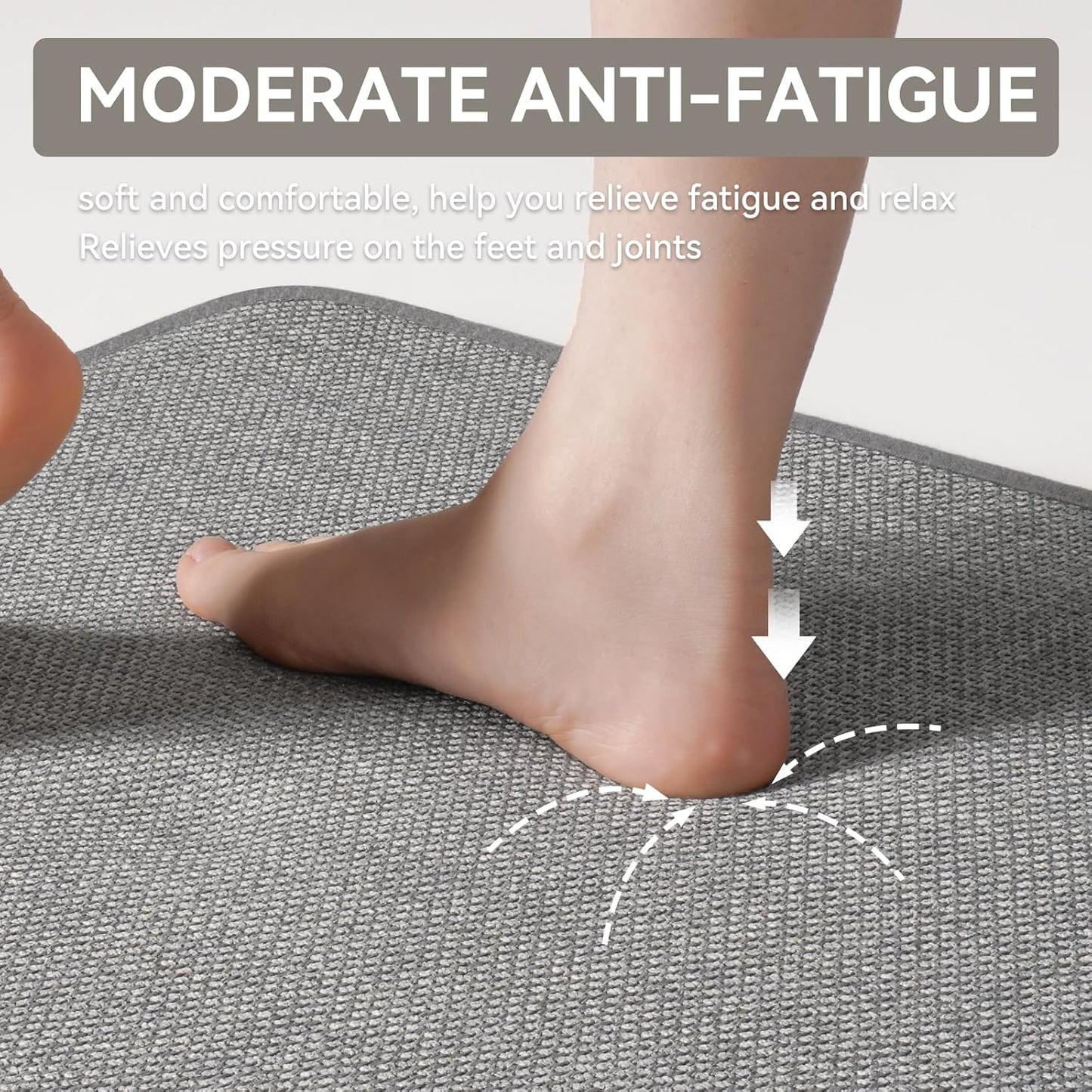 Kitchen Mats for Floor, Super Absorbent Kitchen Rugs Non Slip Washable, Linen-Look Woven Kitchen Runner Rug Sink Mat Standing Mat, Easy Care, Gray 17"x30"