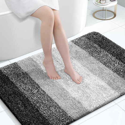 OLANLY Bathroom Rugs Mat 44x32, Extra Soft Absorbent Microfiber Bath Rugs, Rubber Backing, Quick Dry, Machine Washable Bath Mats for Bathroom Floor, Tub and Shower, Home Decor Accessories, Black