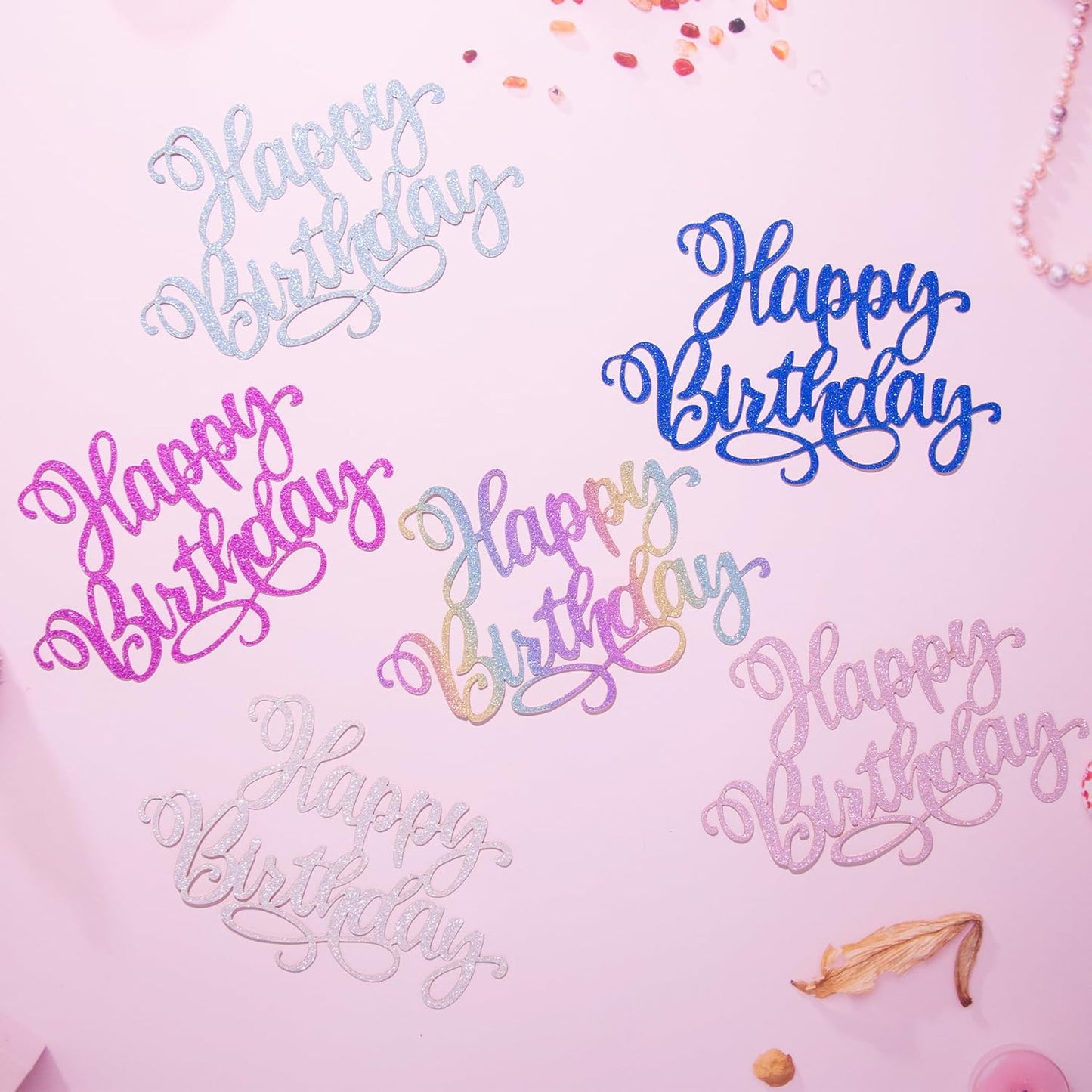 Happy Birthday Cake Toppers 9 Inch Glitter Happy Birthday Cake Pick for Birthday Anniversary Theme Party Cake Decorations Supplies - Orange