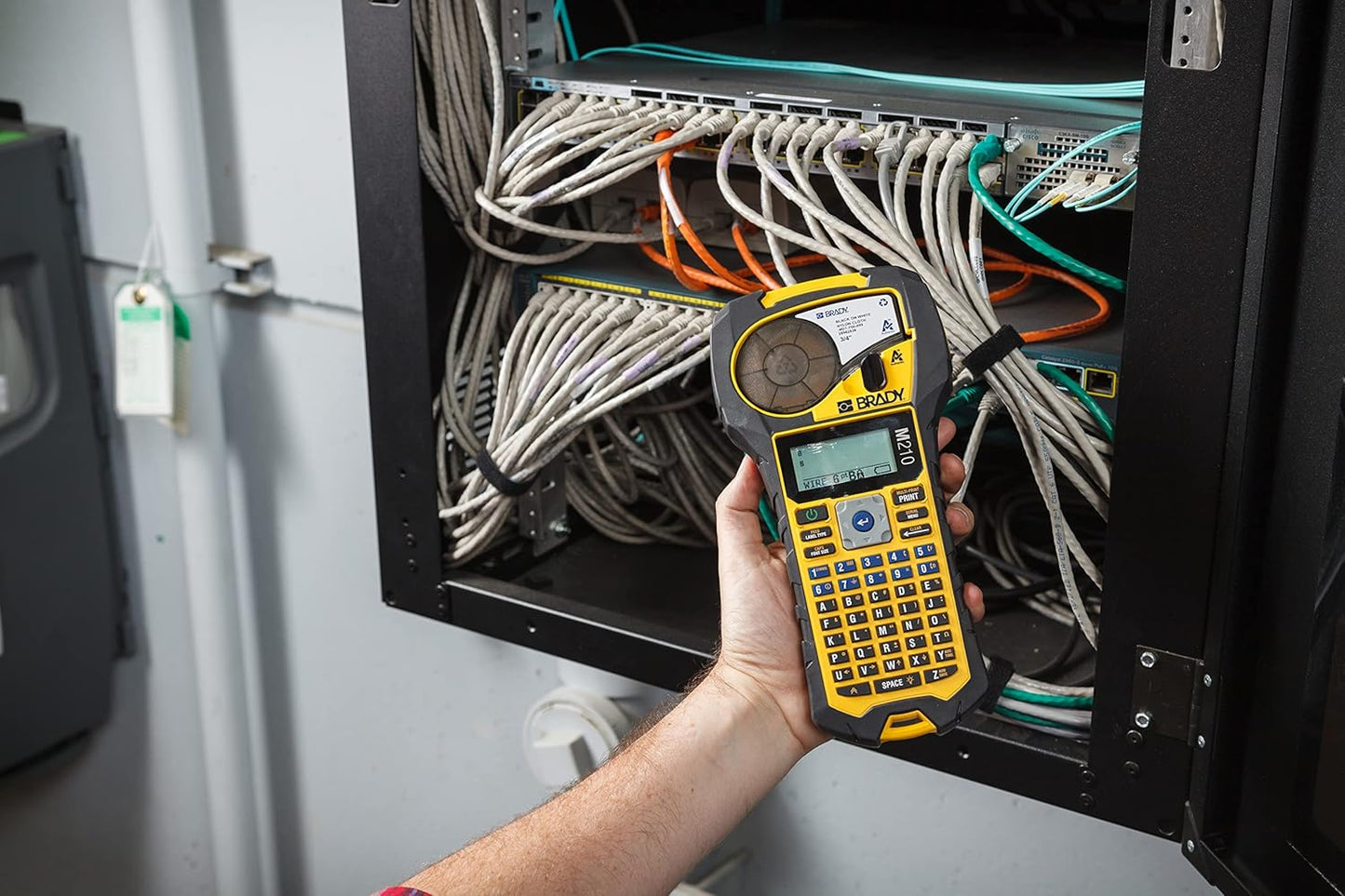 Brady M210 Portable Label Printer Bundle with Self-Laminating Wire Wrap | Protective Covering for Labels