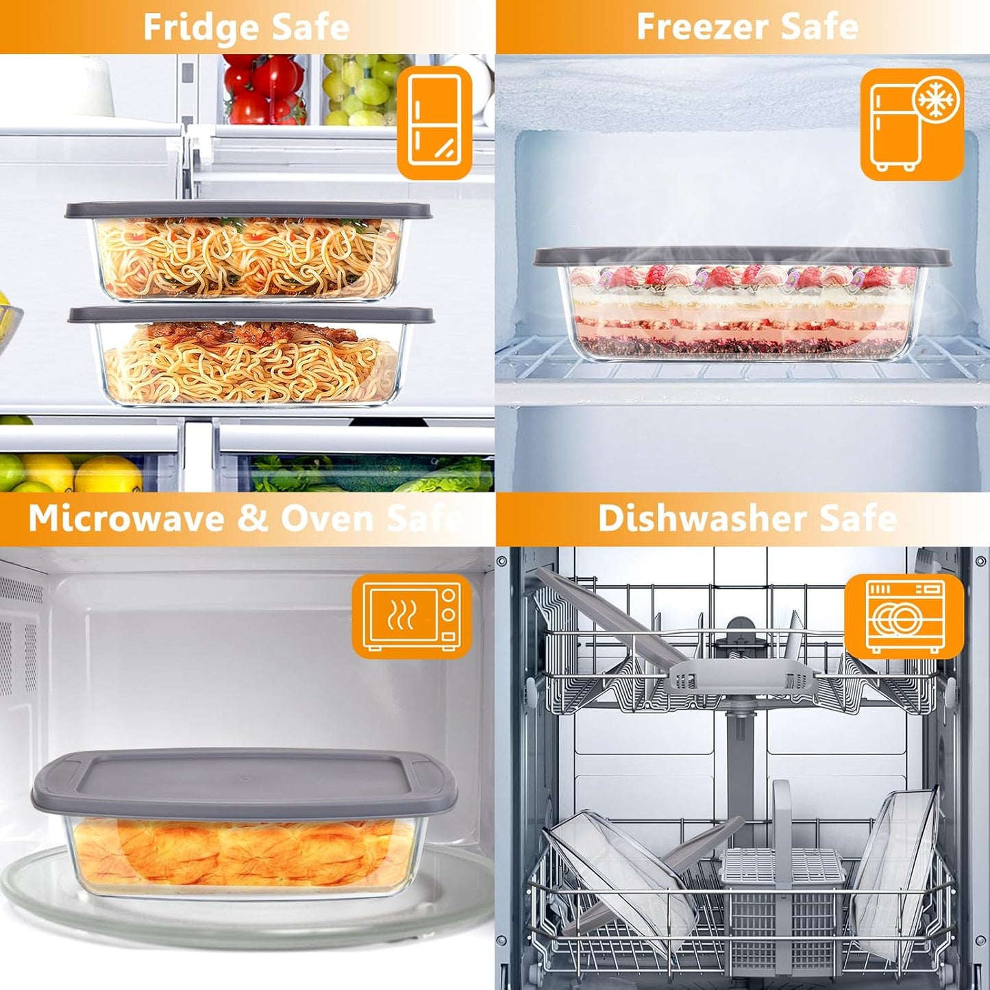 Glass Loaf Pans With Lids - 1.9 Qt for Baking Bread | Oven, Dishwasher, Fridge, Freezer & Microwave Safe | Suit for Lasagna, Meatloaf, Banana Bread - 2Pcs