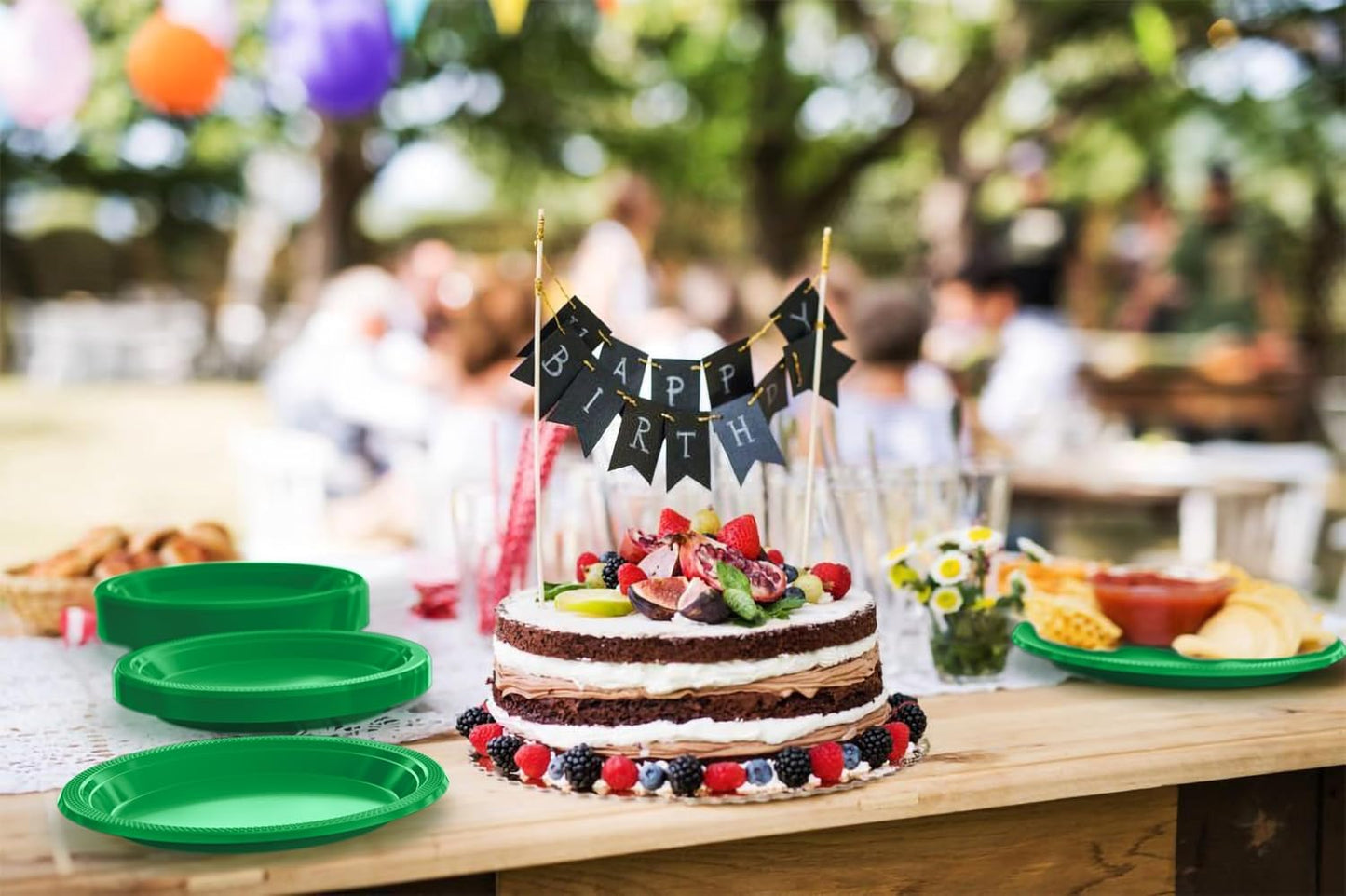 Exquisite Party Solids Emerald Green Plastic Plates For Party 9" Emerald Green Disposable Plates Heavy Duty Supplies 100 Pcs Plastic Dinnerware Sets Heavy Duty 350 GSM Disposable Dinnerware Set