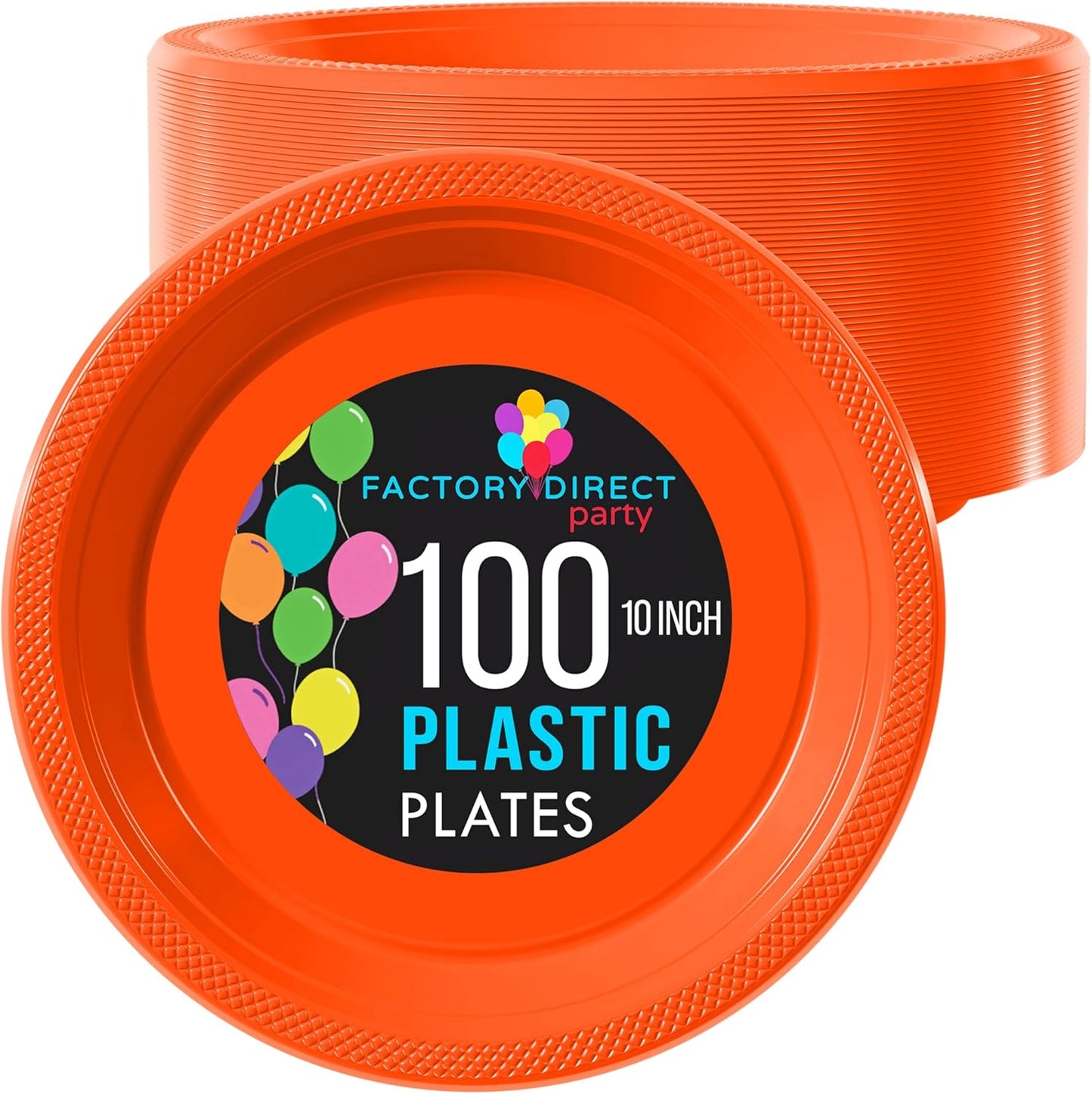 Exquisite Party Solids Orange Plastic Plates For Party 10" Orange Disposable Plates Heavy Duty Supplies 100 Pcs Plastic Dinnerware Sets Heavy Duty 350 GSM Disposable Dinnerware Set