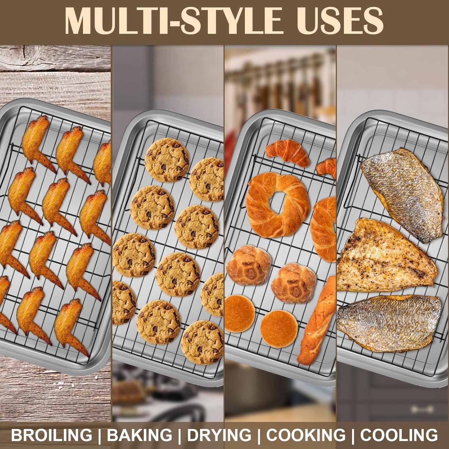 Cooling Racks - 3P Stackable Tall Baking Racks, 10 * 16 Inch Stainless Steel Wire Rack for Baking Sheet, Cooling Racks for Cooking and Baking, Oven and Dishwasher Safe