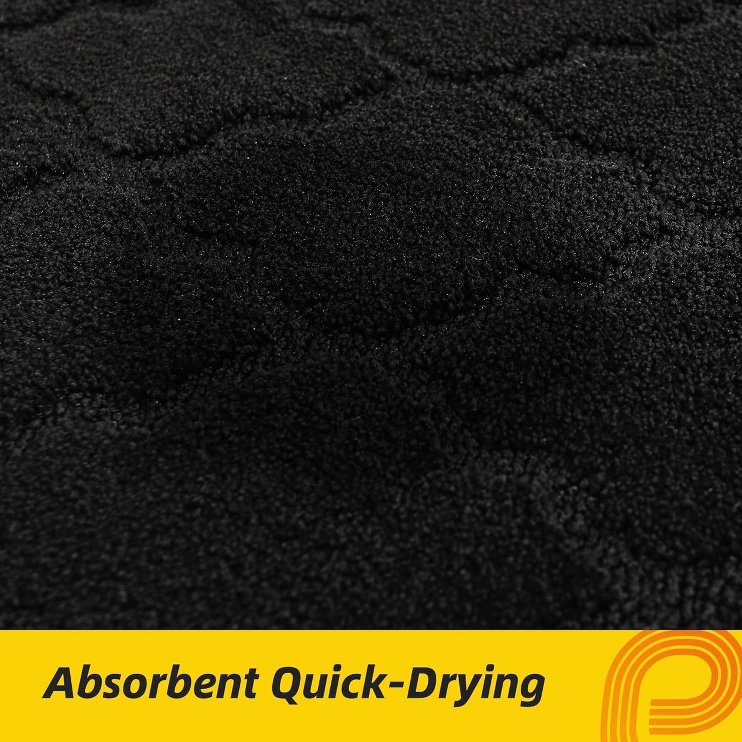 JSEI Kitchen Rugs, Non-Slip Kitchen Mats for Floor, Soft Washable Absorbent Kitchen Mats 2 Pieces, Kitchen Carpet Runner with TPR Backing, Polyester, 20”x32”+20”x48”, Black