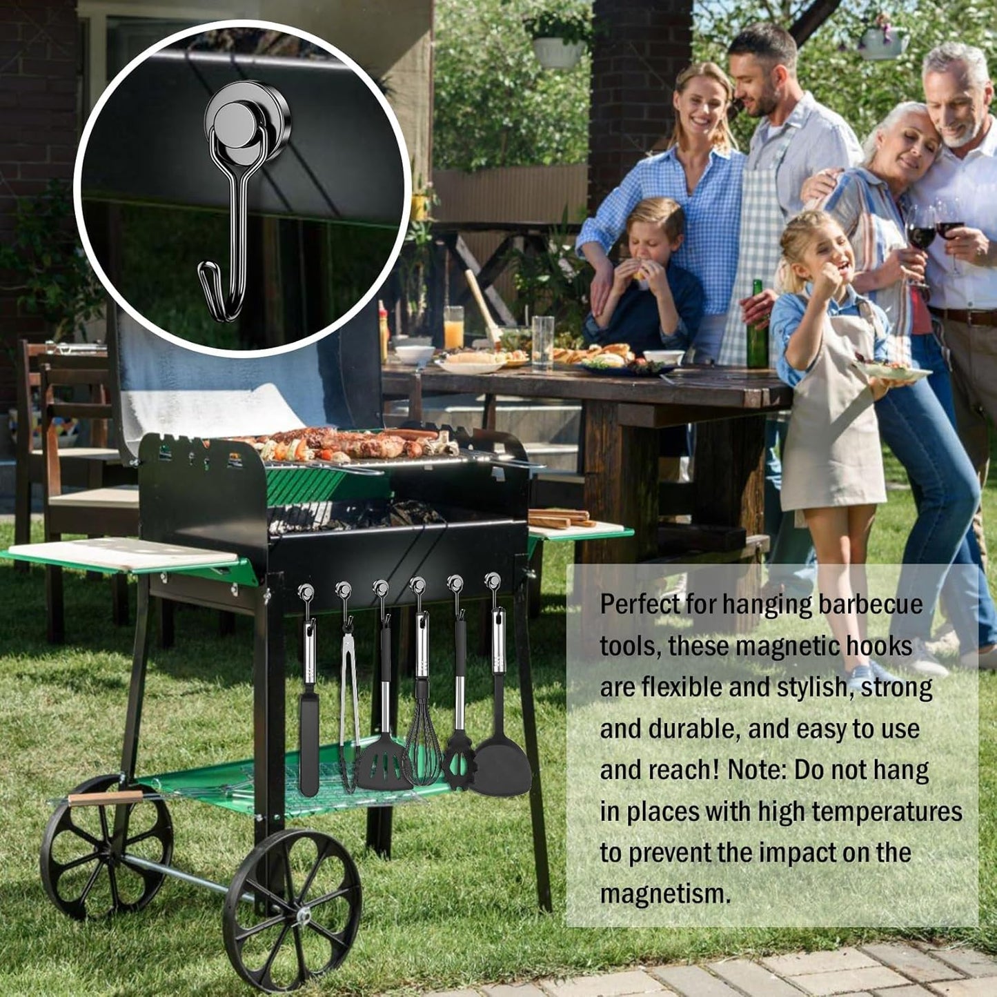 FINDMAG 50 Pack Magnetic Hooks, 30lbs+ Magnetic Hooks Heavy Duty for Cruise, Strong Magnet Hooks for Fridge, Neodymium Magnets with Hooks for Kitchen, Grill, Home, Garage, Toolbox (Black)