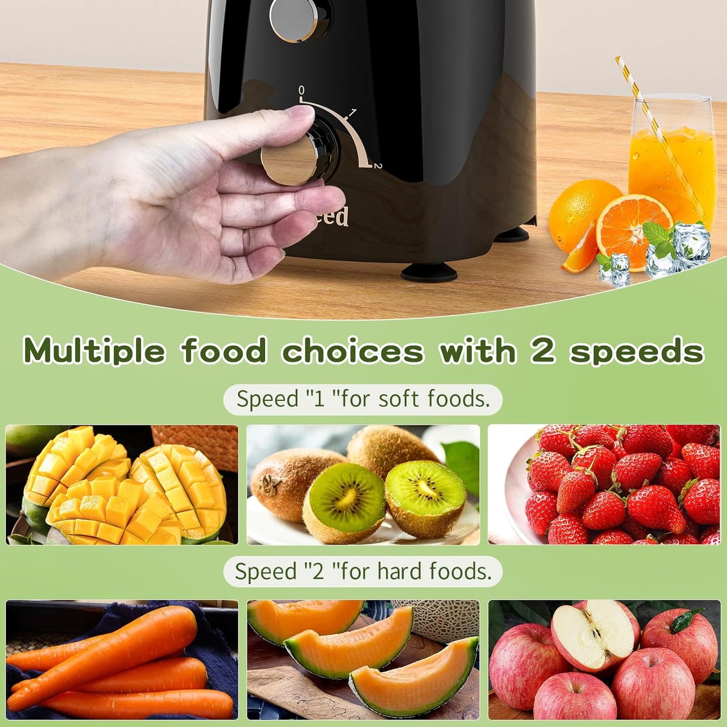 Juicer Maker,Vospeed Juicer Machines,750W juicer machines vegetable and fruit,With 3.5-Inch Wide-Mouth Feed Chute,Juice Extraction at Constant Temperature,With 1.2L Cup, BPA-Free,Easy to Clean (Black)